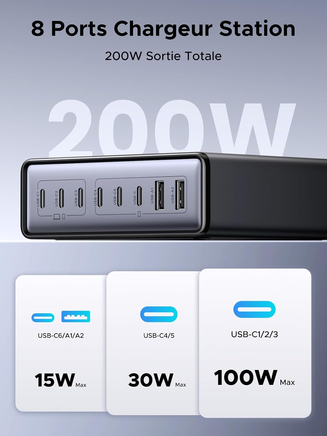 Thumbnail 1 de UGREEN Zapix 200W 8 ports station USB C