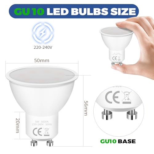 Detalle 2 de YIIFELL 12 Bombillas LED GU10 5W (400 lm) 6000K, ángulo 120° - No regulables