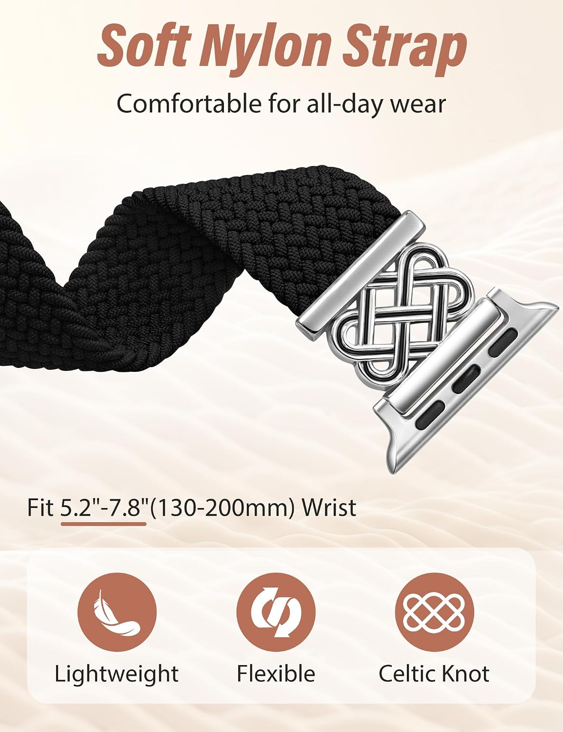 Detalle de TOYOUTHS Braided Magnetic Band for Apple Watch (38–49mm) – Celtic Inspired Elastic Strap
