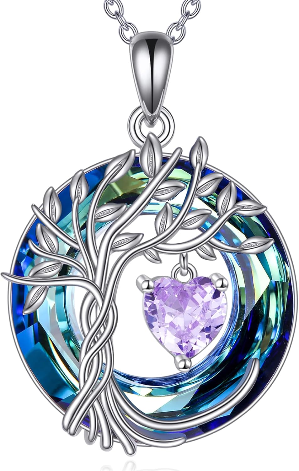 Thumbnail 6 de POPLYKE Lebensbaum Geburtsstein Kette aus 925 Sterling Silber – Baum des Lebens mit Rubin (Juli)