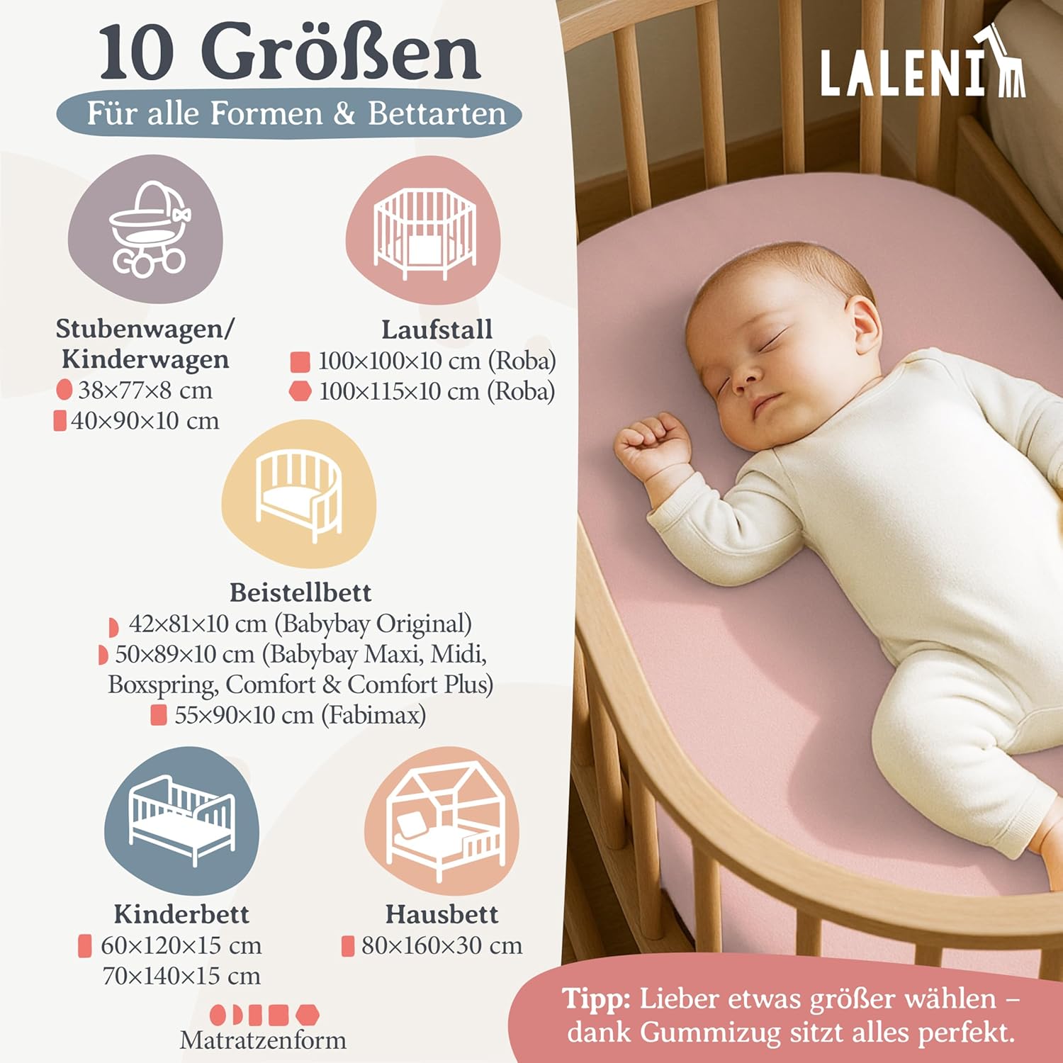 Thumbnail 1 de Laleni Jersey Spannbettlaken 55x90 cm – 2er Set, 100% Baumwolle, OEKO-TEX, Rosa