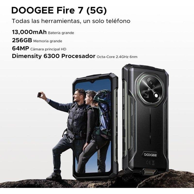 Detalle de Doogee Fire 7 5G 4GB/256GB: teléfono rugged 6.6" con IP68/IP69K y batería de 13000 mAh