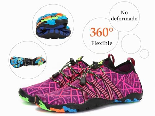 Thumbnail 6 de SAGUARO Escarpines Barefoot para Mujer y Hombre – Calzado de Agua Antideslizante Violetas Oscuro, Talla 38