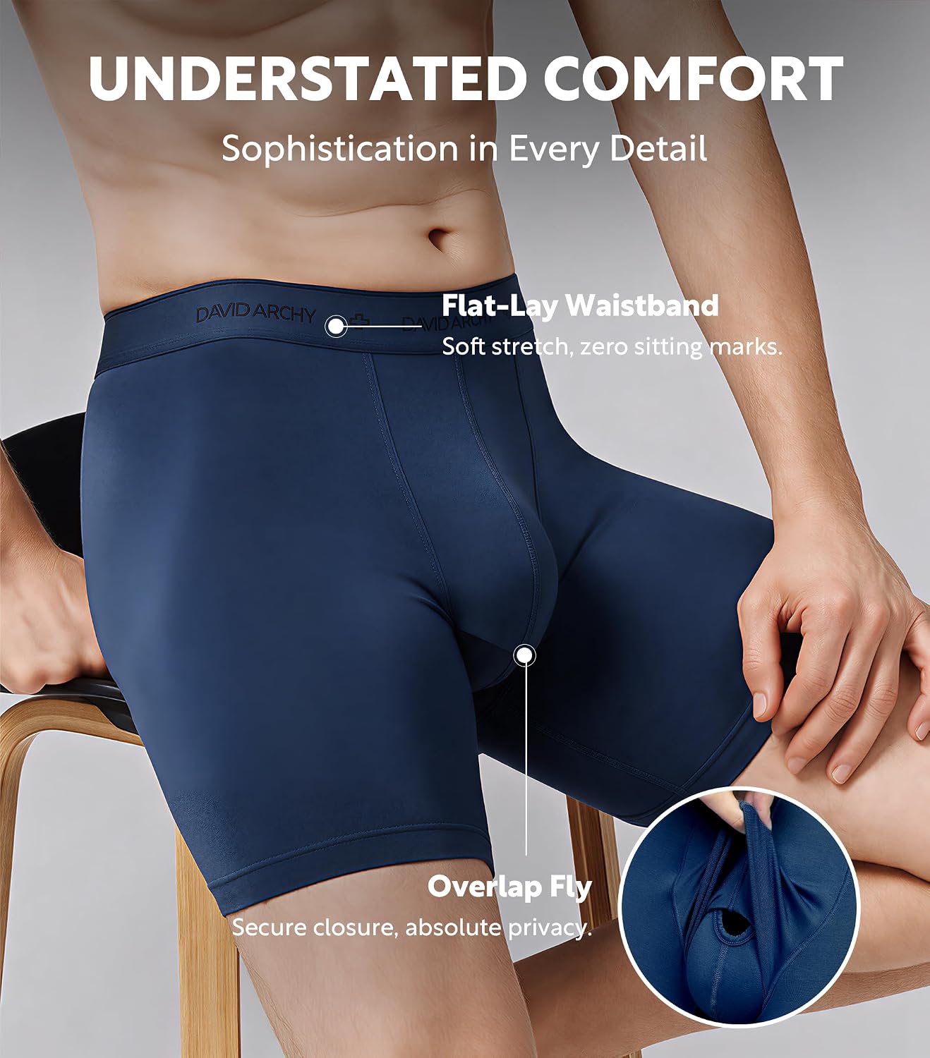 Thumbnail 5 de David Archy Men's Modal Boxer Briefs & Trunks with Dual Pouch Support