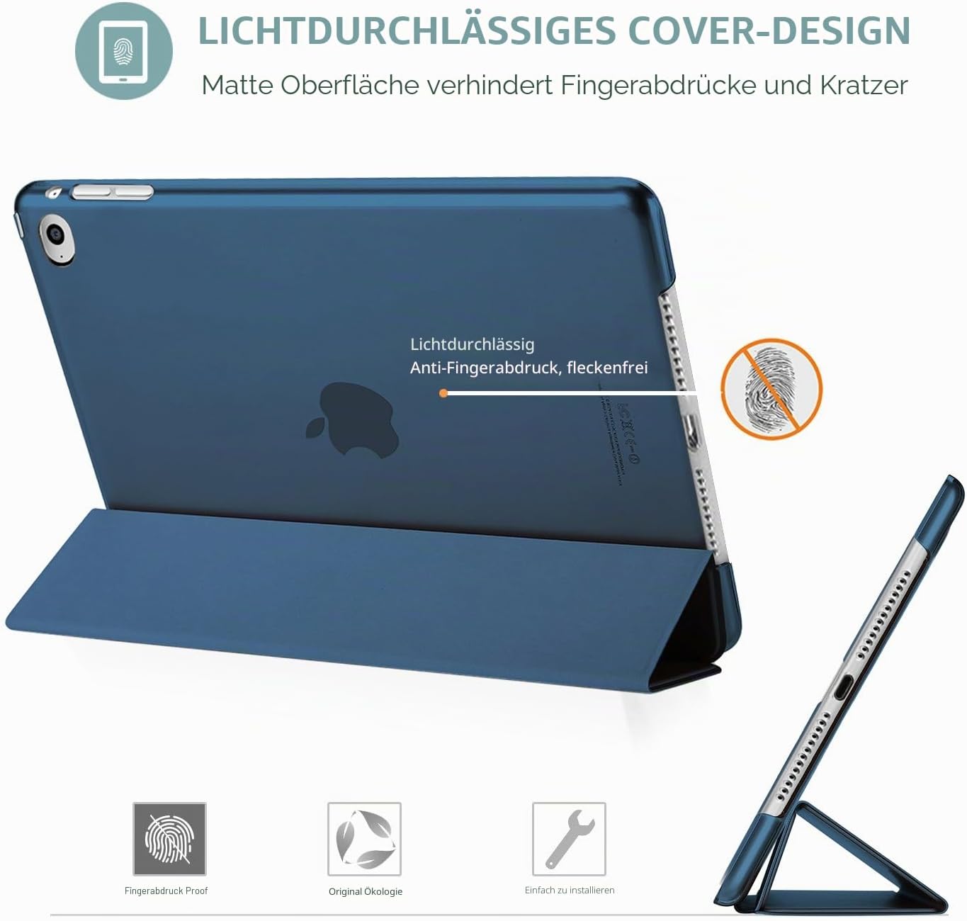 Detalle de ProCase Hülle für iPad Air 2 (2014) – Navy, Leichte Standhülle mit transparenter Rückseite