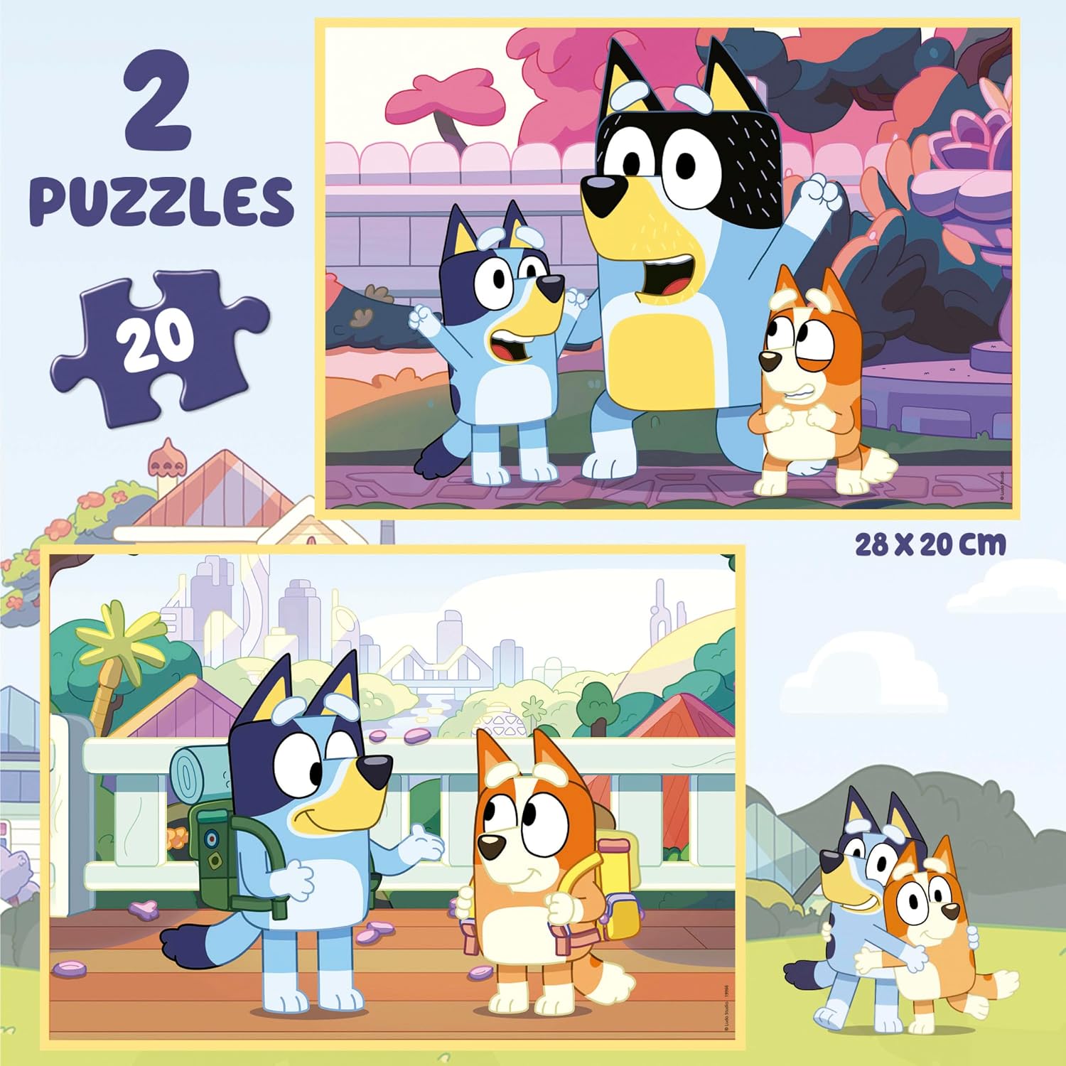 Detalle de Educa Bluey Kinderpuzzle Set (2 × 20 Teile) im Plastikkoffer für Kinder ab 4 Jahren