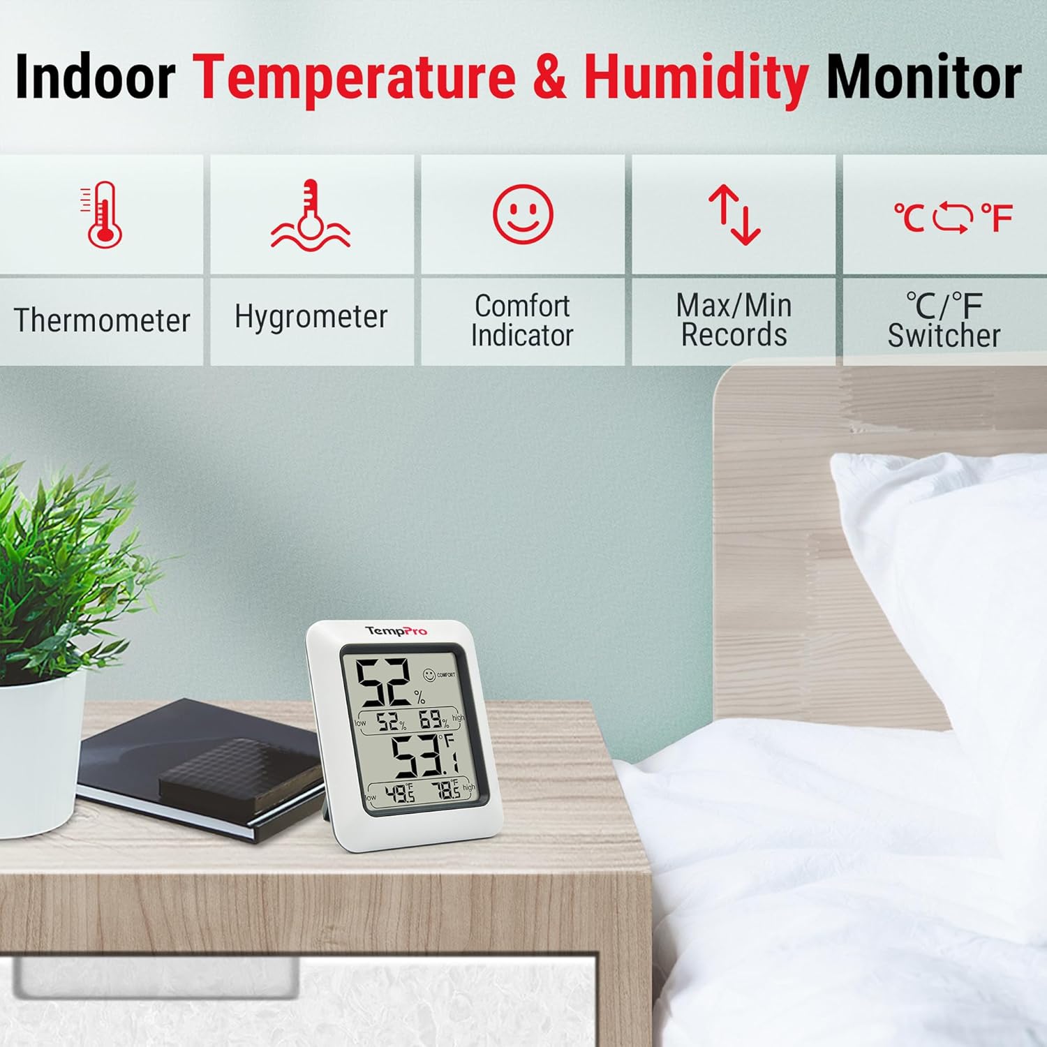 Thumbnail 5 de TempPro TP50 Digital Hygrometer Indoor Thermometer