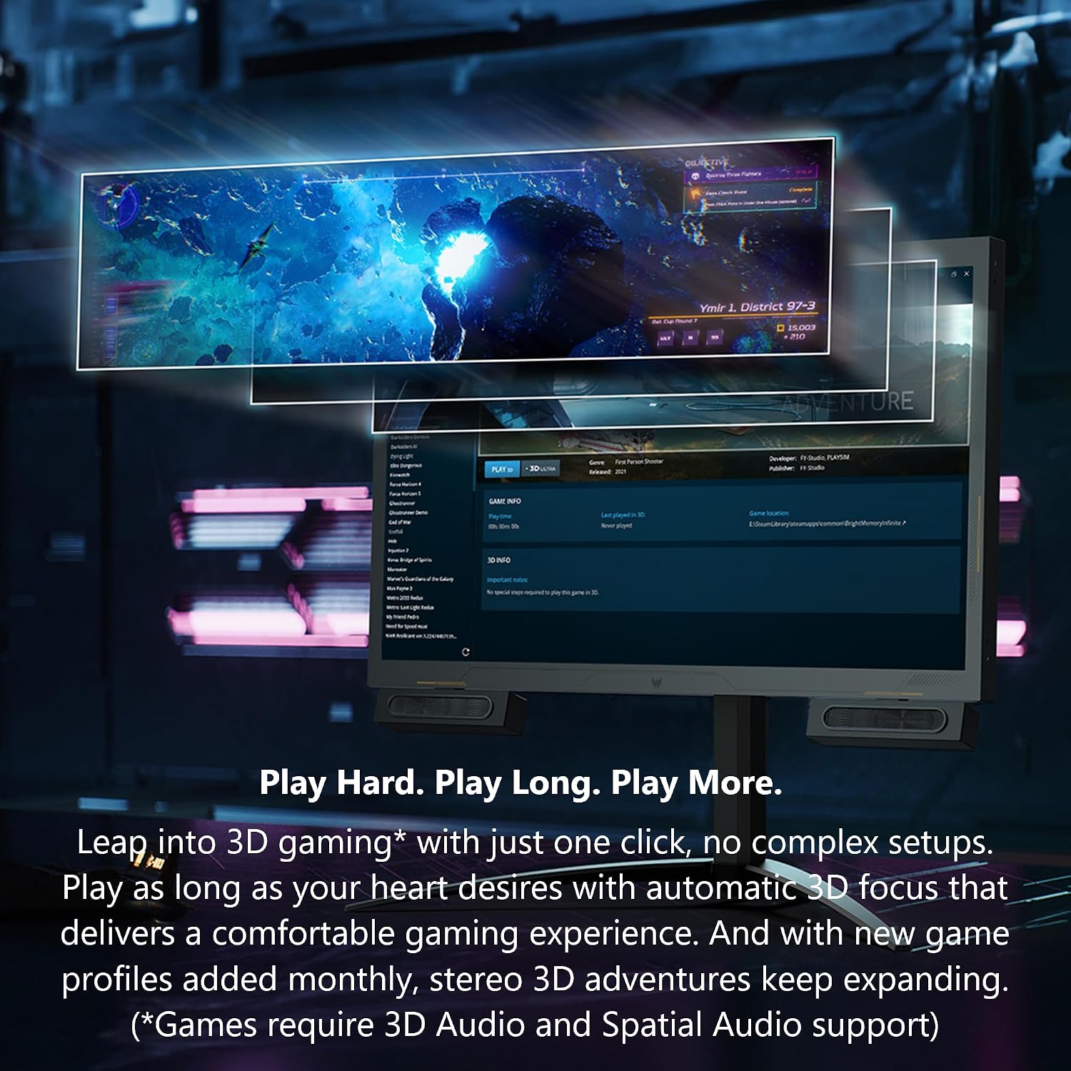 Detalle 2 de Acer Predator SpatialLabs View 27 PSV27-2 27" Ultra HD Stereoscopic 3D Gaming Display with Eye Tracking & 160Hz