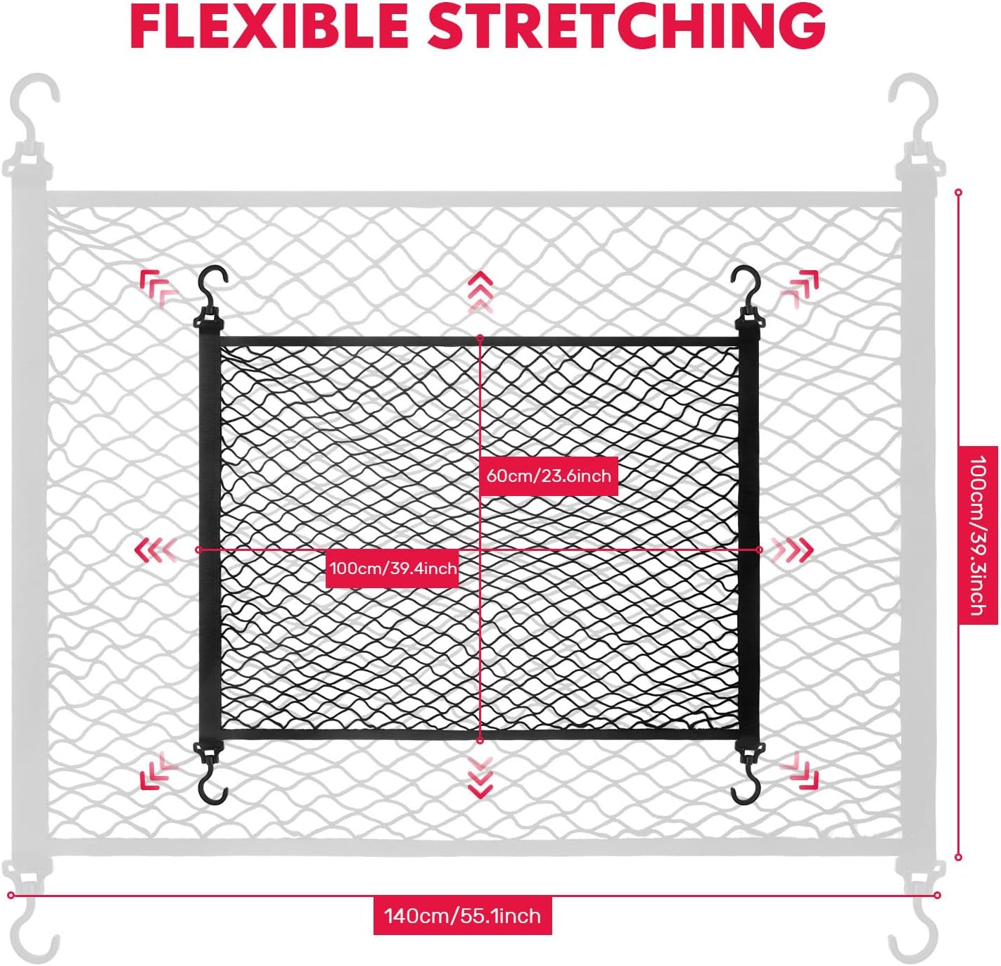 Thumbnail 1 de YOFADCI rete bagagliaio auto elastica 100x60 cm con 4 ganci