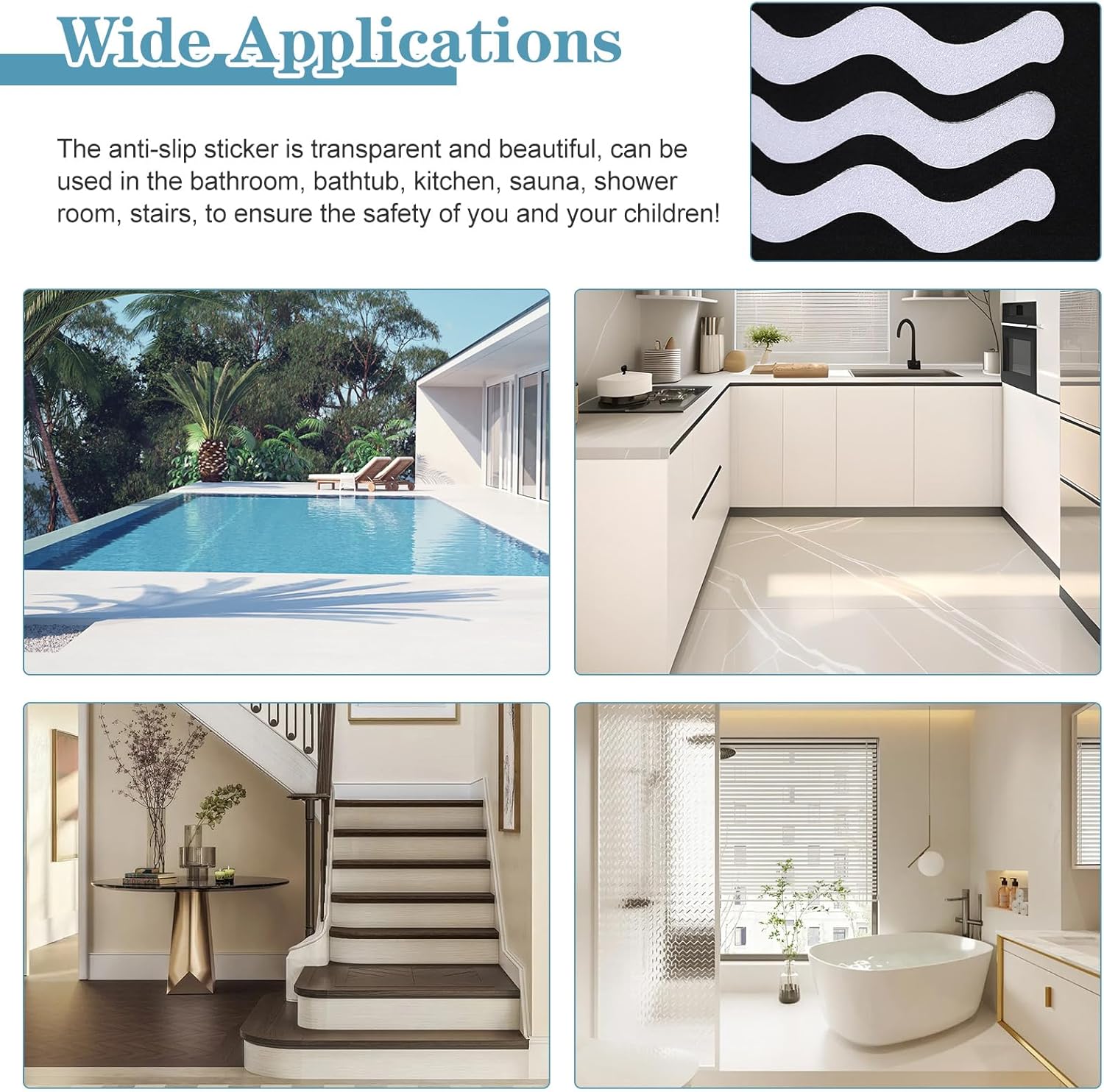 Thumbnail 5 de Mynoozi non slip strip stickers 18.3 x 1.5cm