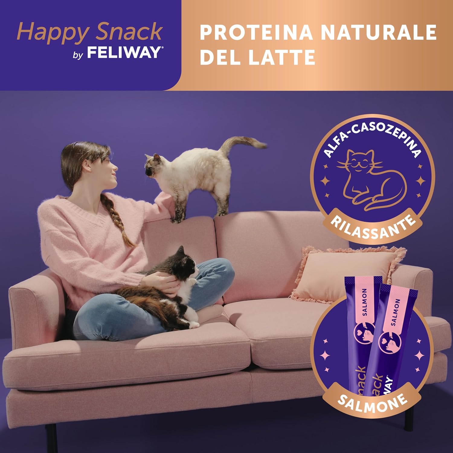 Detalle 2 de Happy Snack by FELIWAY – Gustosi snack calmanti per gatti, 6 stick