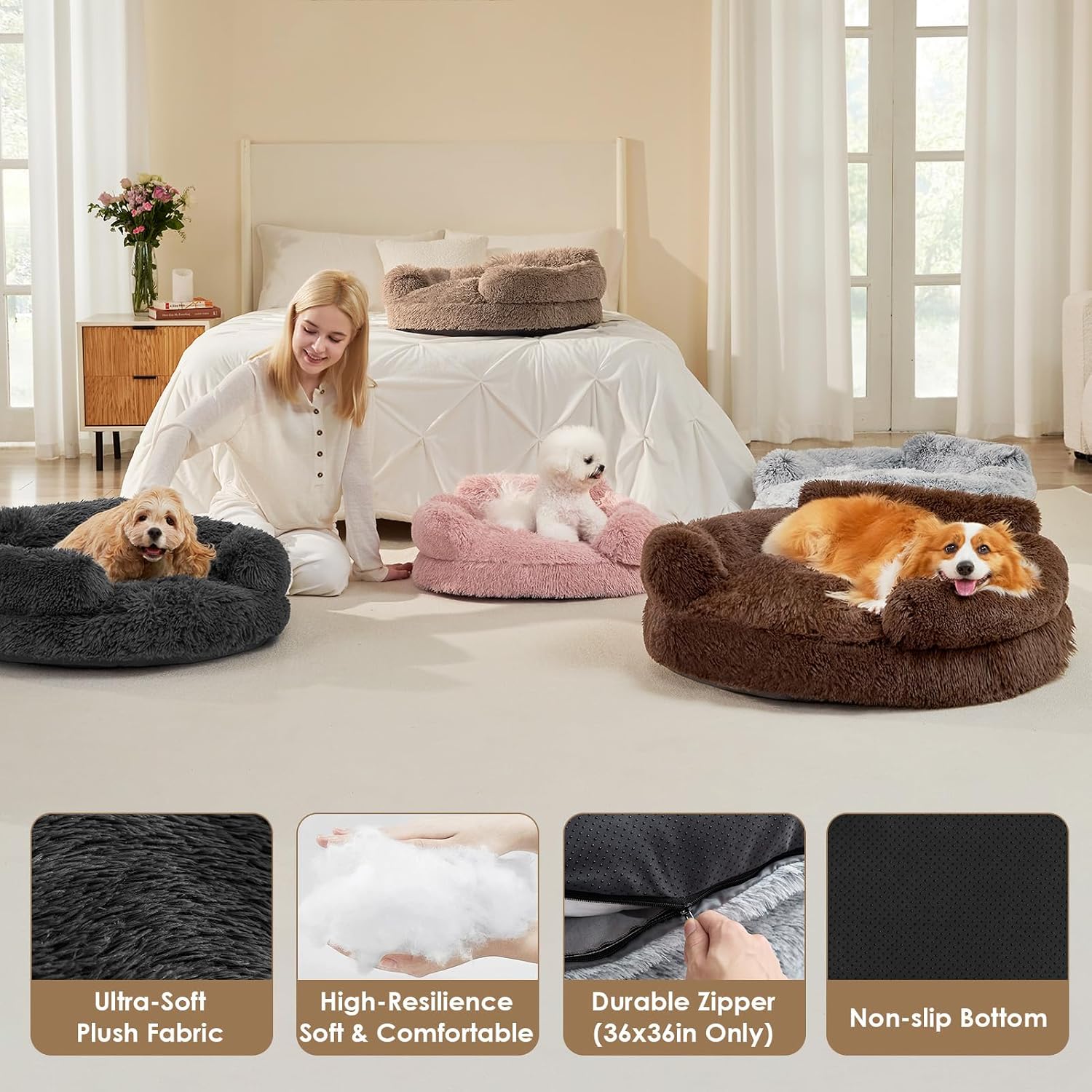 Thumbnail 4 de EHEYCIGA Donut Dog Bed, 20-Inch