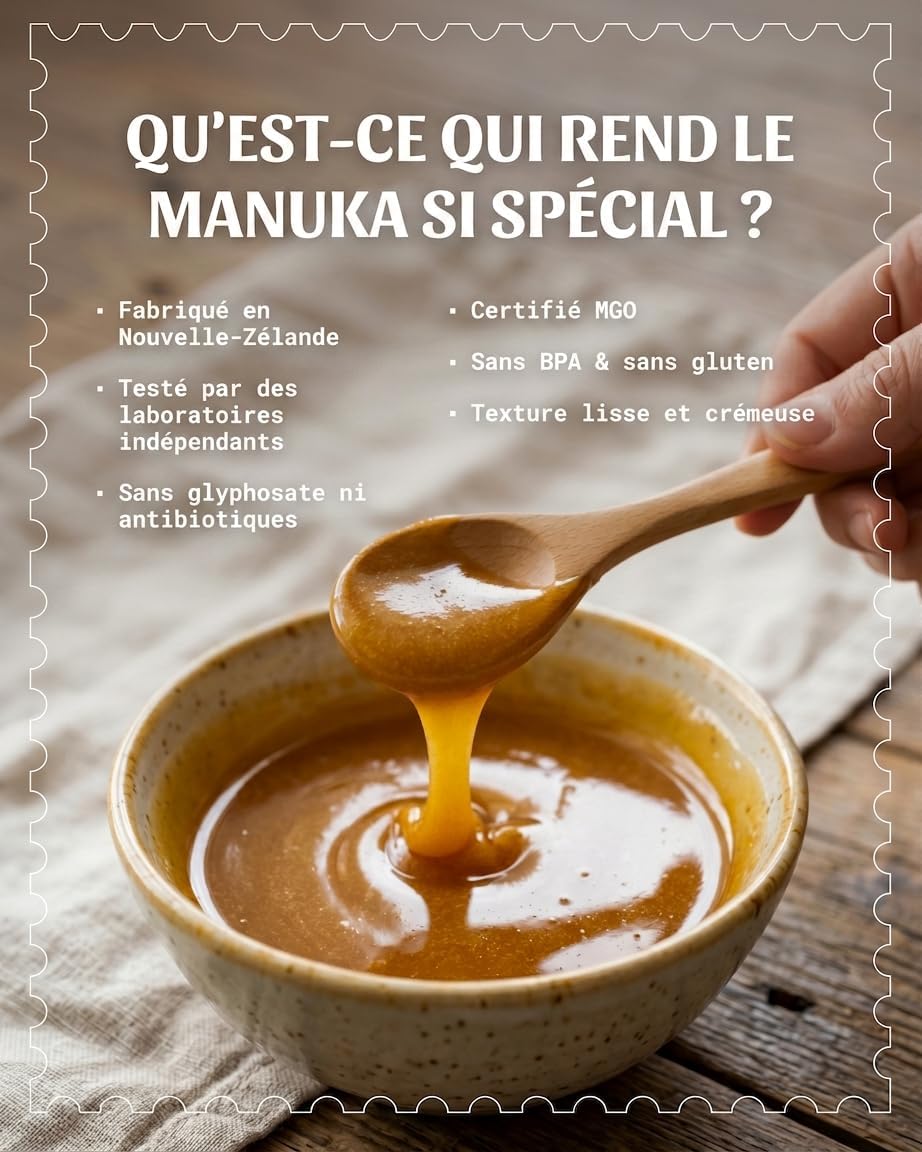 Detalle de NaturalePiù Miel de Manuka 800+ MGO, 500g – Brut et Bio de Nouvelle-Zélande
