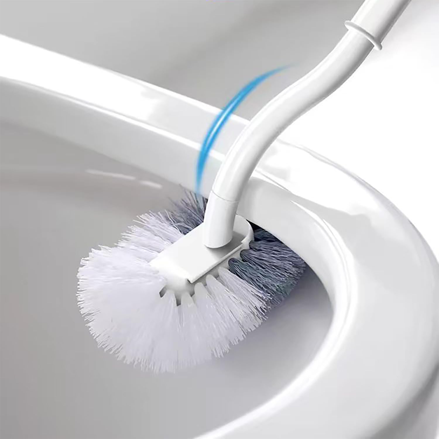 Thumbnail 4 de SUIXI lot de 4 brosses de toilette avec nettoyeur de bordures et manche long courbé (blanc)