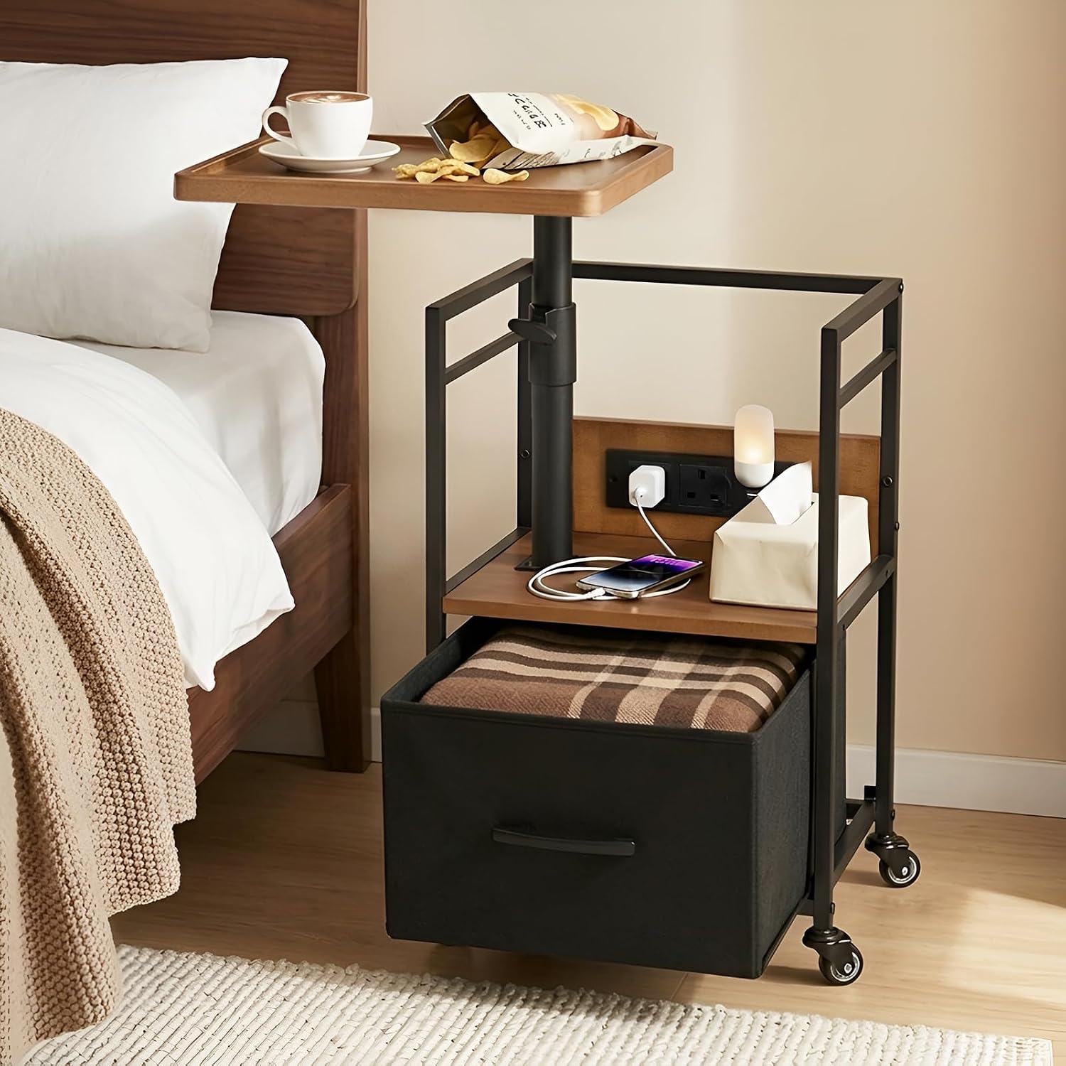Detalle de Bingyouth Bedside Table in Natural Wood