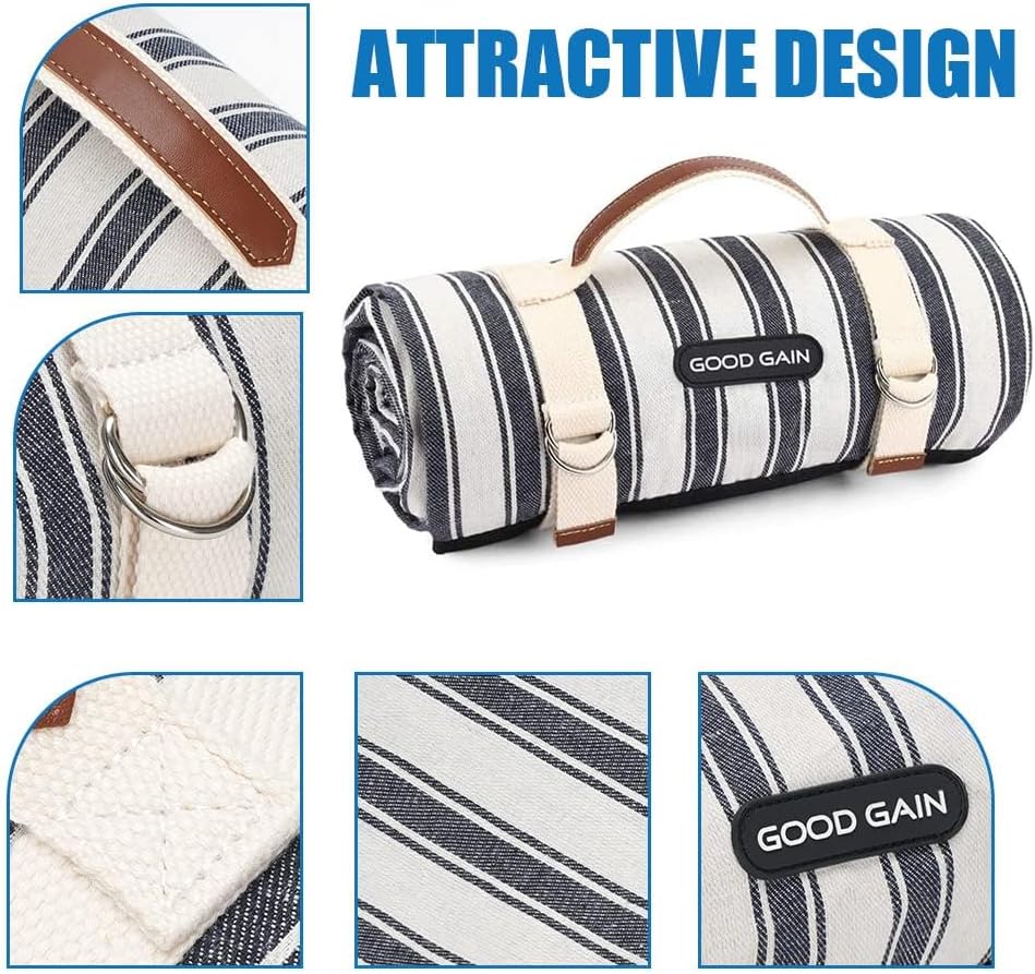 Thumbnail 3 de Picnic Blanket Waterproof Portable XL (Berry Blue) – foldable sand-proof mat with carry strap