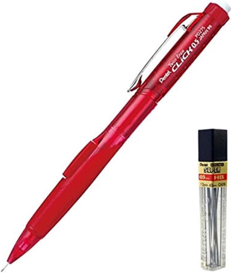 Detalle de Pentel Twist Erase Click stiftpenna, 0,5 mm HB, svart metall, påfyllningsbar