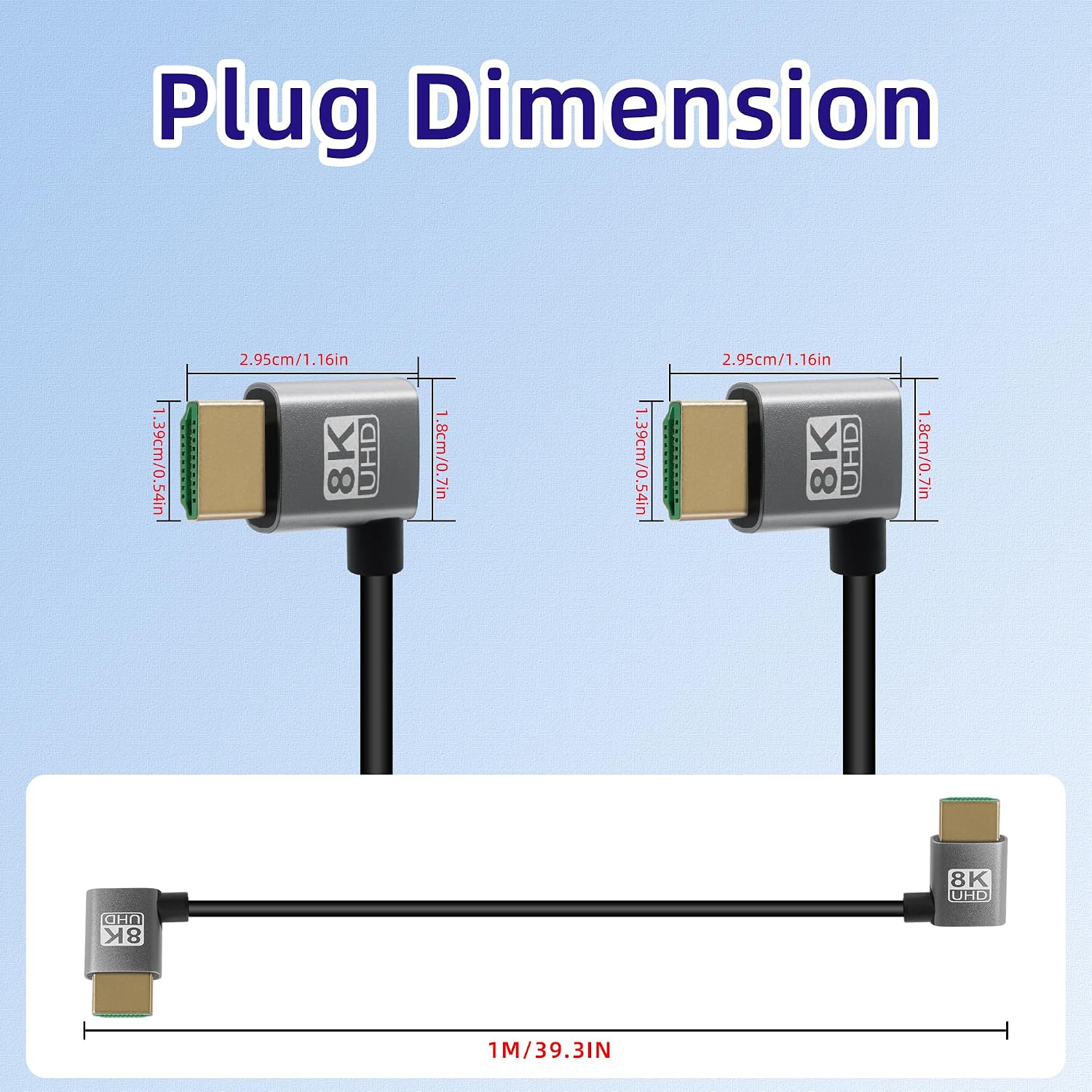 Thumbnail 6 de RIIEYOCA 8K 45 Degree HDTV Cable 1m