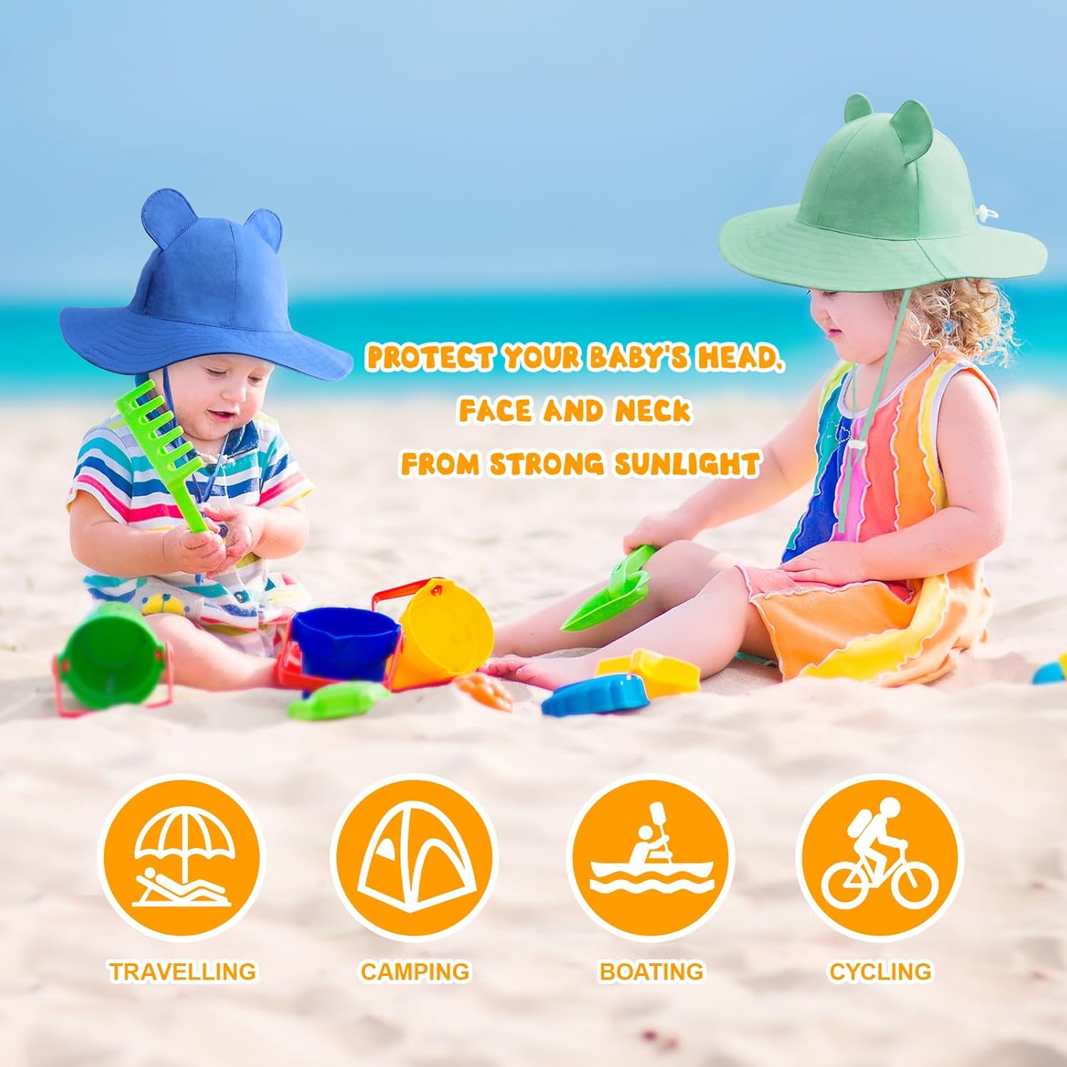 Thumbnail 1 de DRESHOW Baby Sun Hat: Bear-Eared UPF50+ Sun Protection for Toddlers