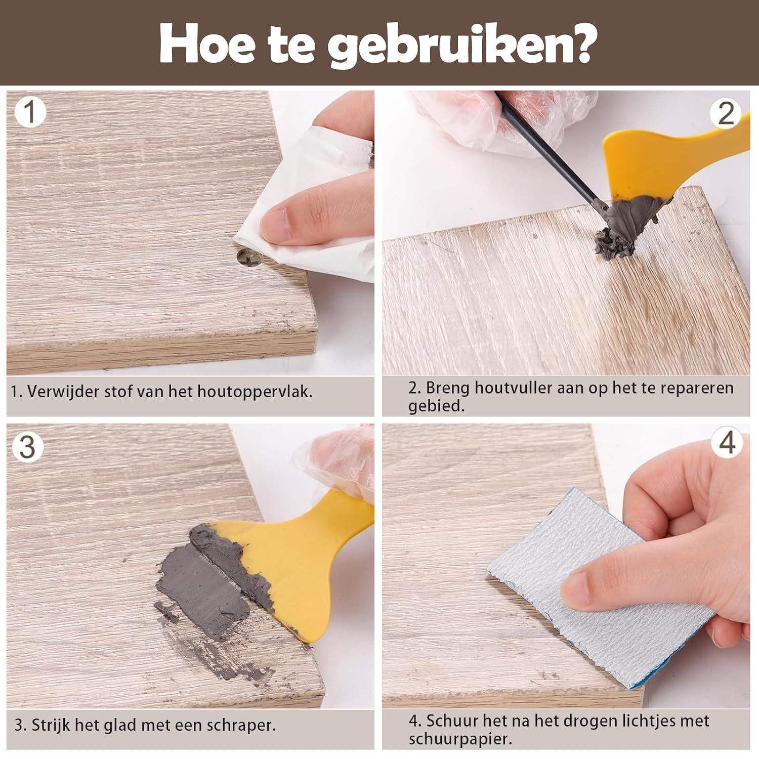 Thumbnail 3 de SEISSO 4722-1133 grijze houtvuller, schuurbaar en overschilderbaar, 200 g