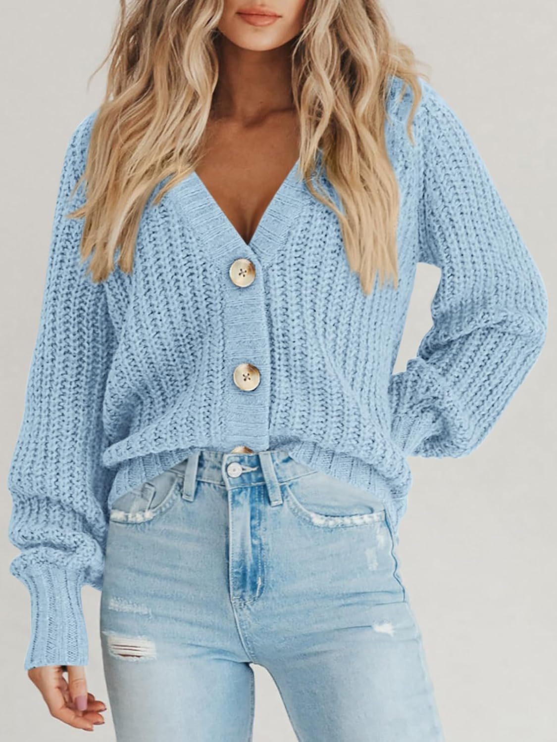 Detalle 2 de PRETTYGARDEN Chunky Knit Short Cardigan S