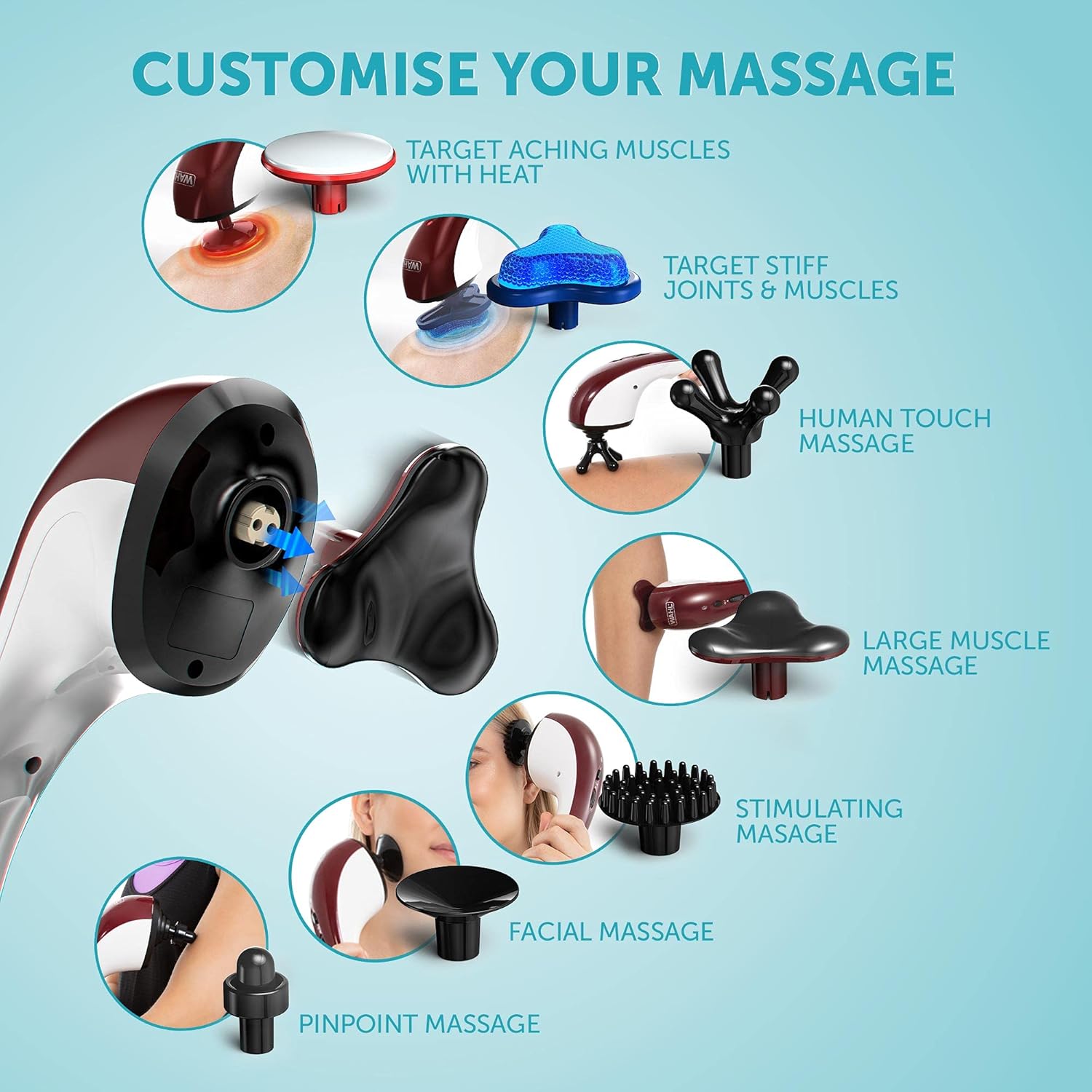 Detalle de Wahl Hot and Cold Massager with Attachments — Corded, Mains Powered