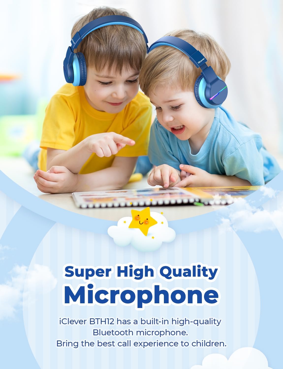 Thumbnail 6 de iClever Bluetooth Kinderkopfhörer mit LED, 85 Std. Spielzeit