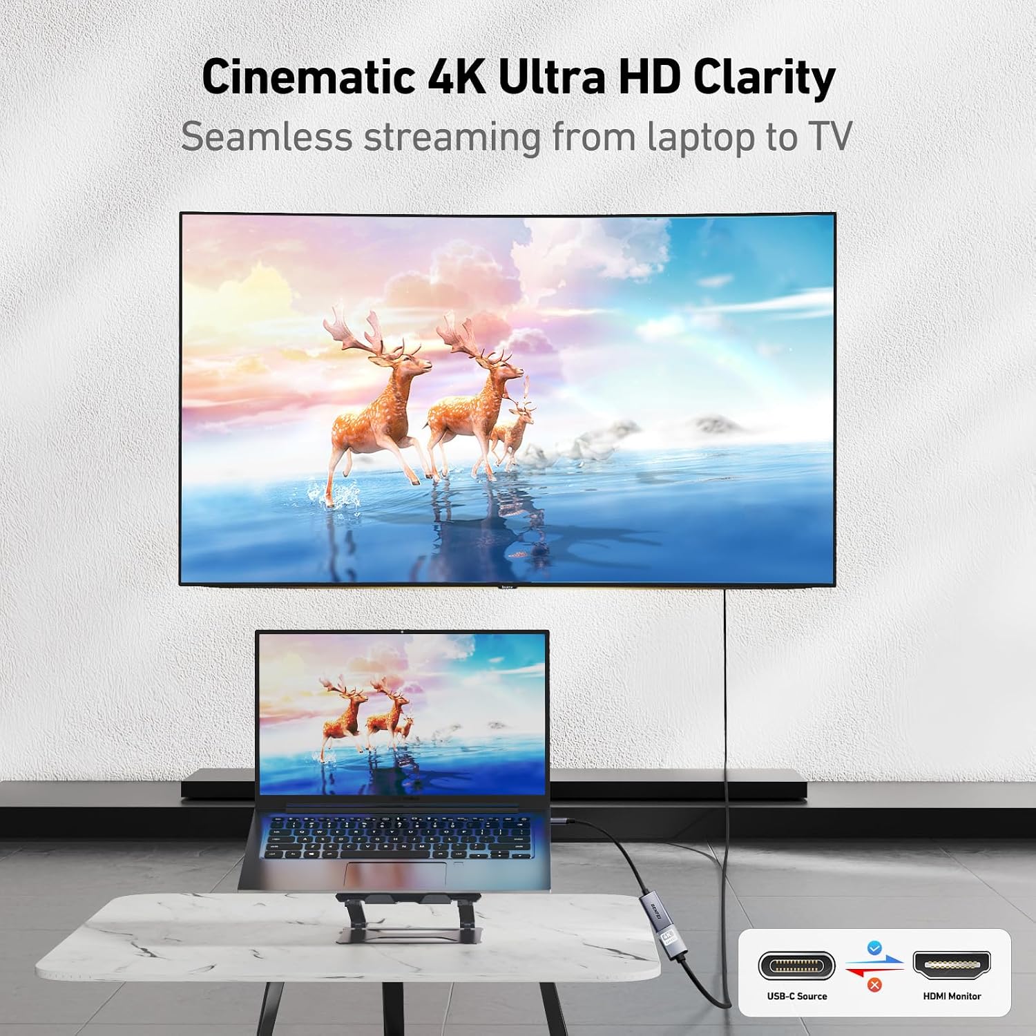 Detalle de BENFEI Adattatore USB-C a HDMI 4K@60Hz: compatibilità Thunderbolt 3/4, design compatto per MacBook, iPhone, iPad e altro