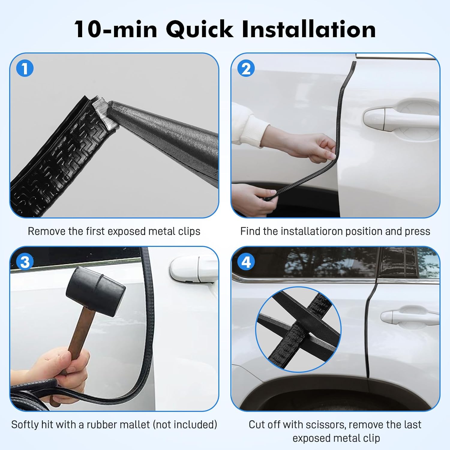 Detalle de TranRantic Kantenschutz für Bleche, 10 m – Gummi-U-Kanal mit Stahlrahmen, universell für Limousinen, LKW, SUV