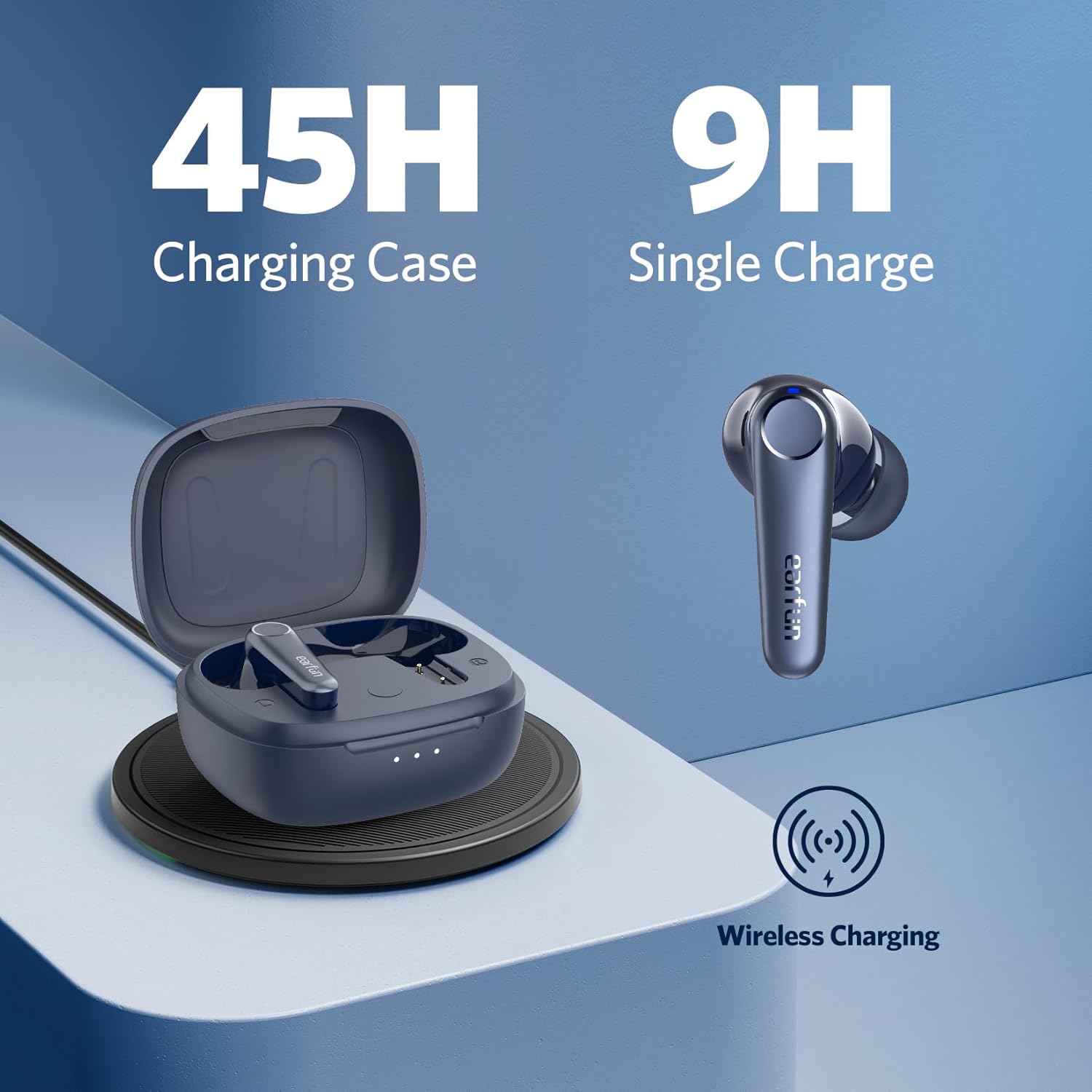 Detalle 2 de EarFun Air Pro 3 Wireless Earbuds with Noise Cancelling, aptX Adaptive Sound & Bluetooth 5.3 (Blue)