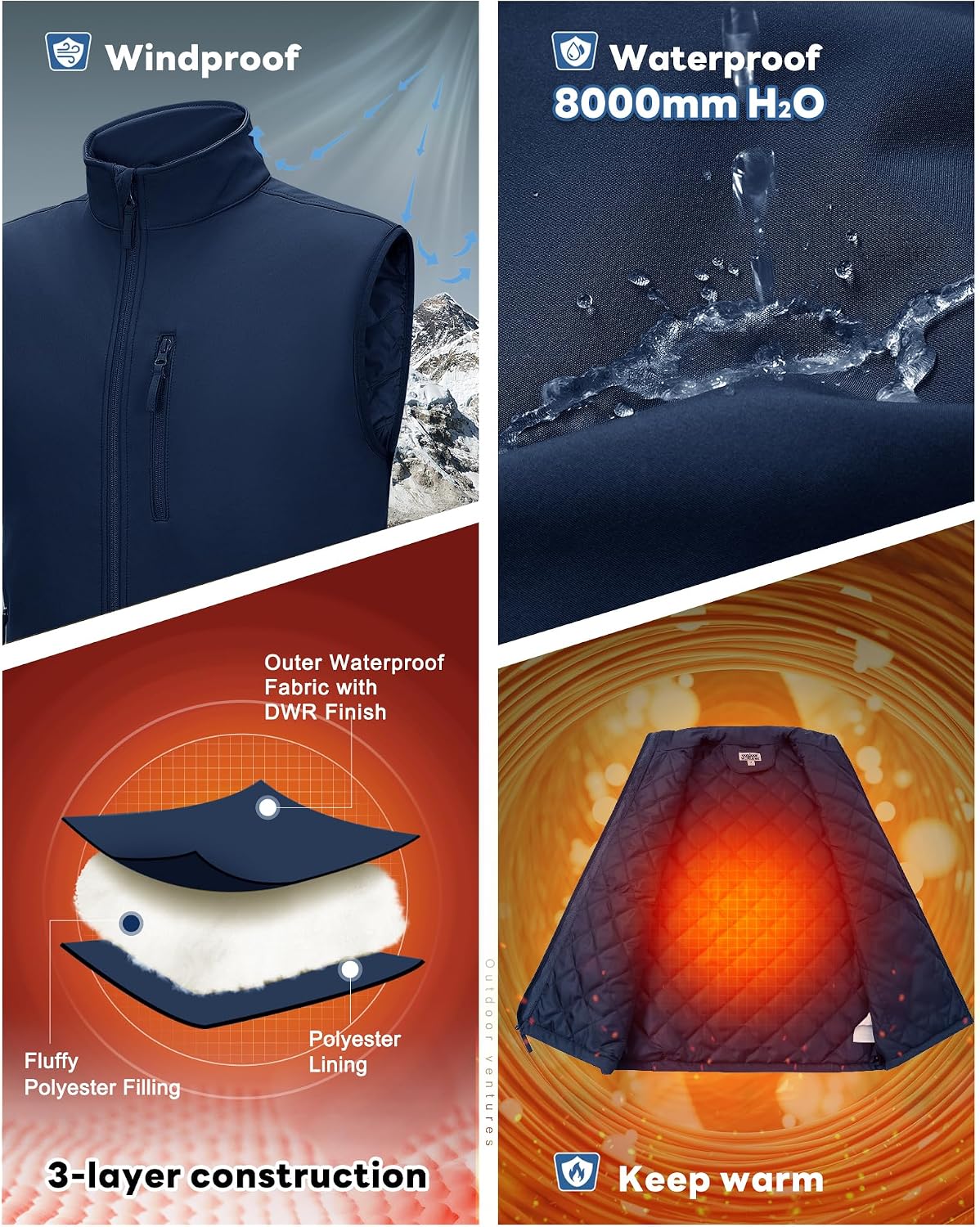 Detalle 2 de Outdoor Ventures Men's Softshell Puffer Gilet