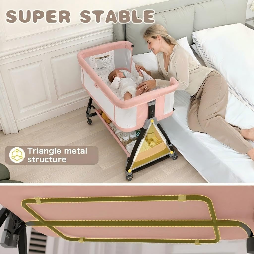 Thumbnail 3 de feelogos BB-858 Bedside Bassinet with Adjustable Height, Mesh Sides & Wheels