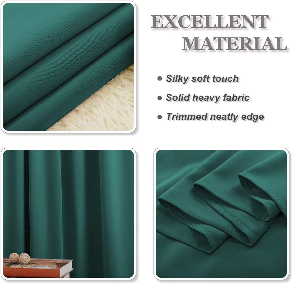 Thumbnail 6 de PONY DANCE Green Blackout Curtains 90x54 (2 Panels) – Pencil Pleat, Thermal Insulated for Bedroom Track Rail
