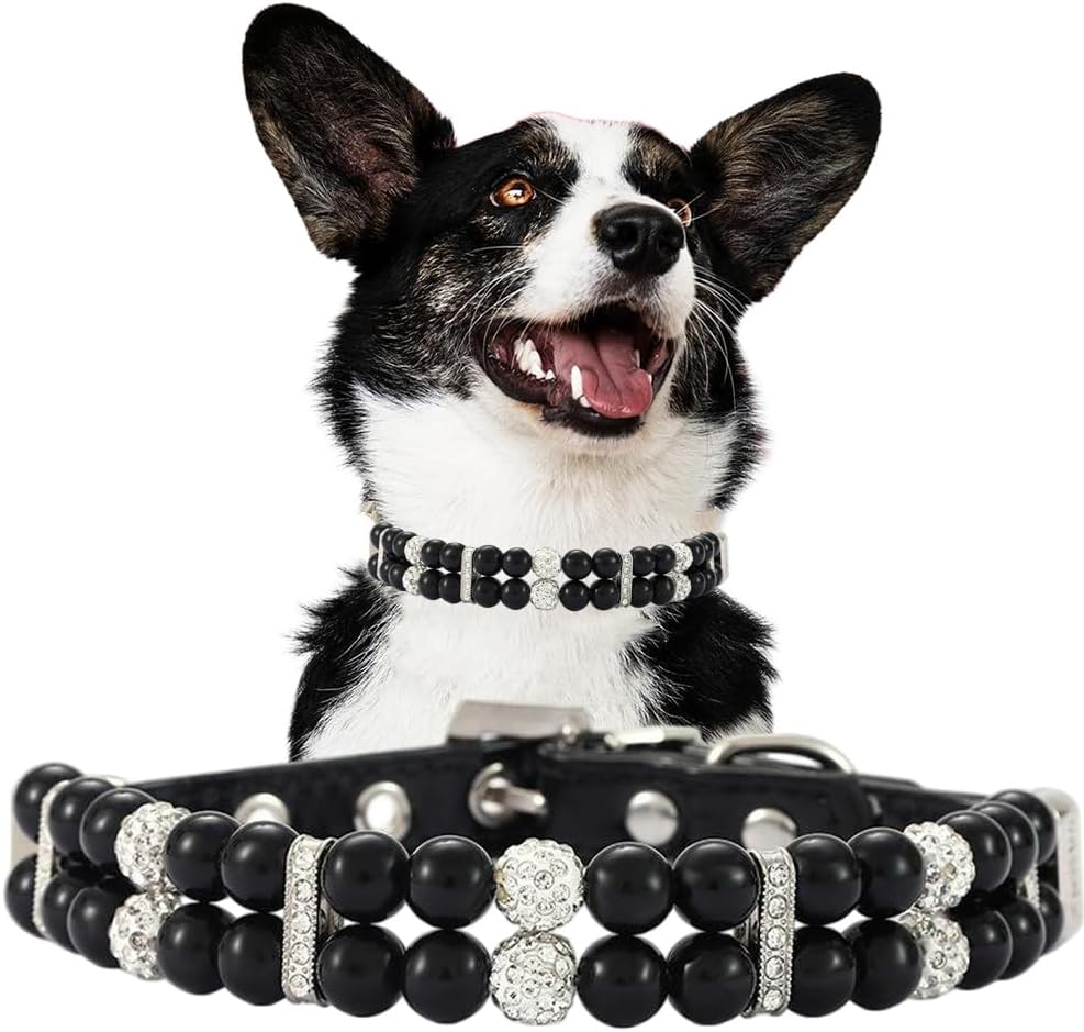 Thumbnail 6 de Hotlion Pearl Dog Collar for Small Dogs – PU Leather Beaded Design With Rhinestone & Adjustable Jewellery Clasp
