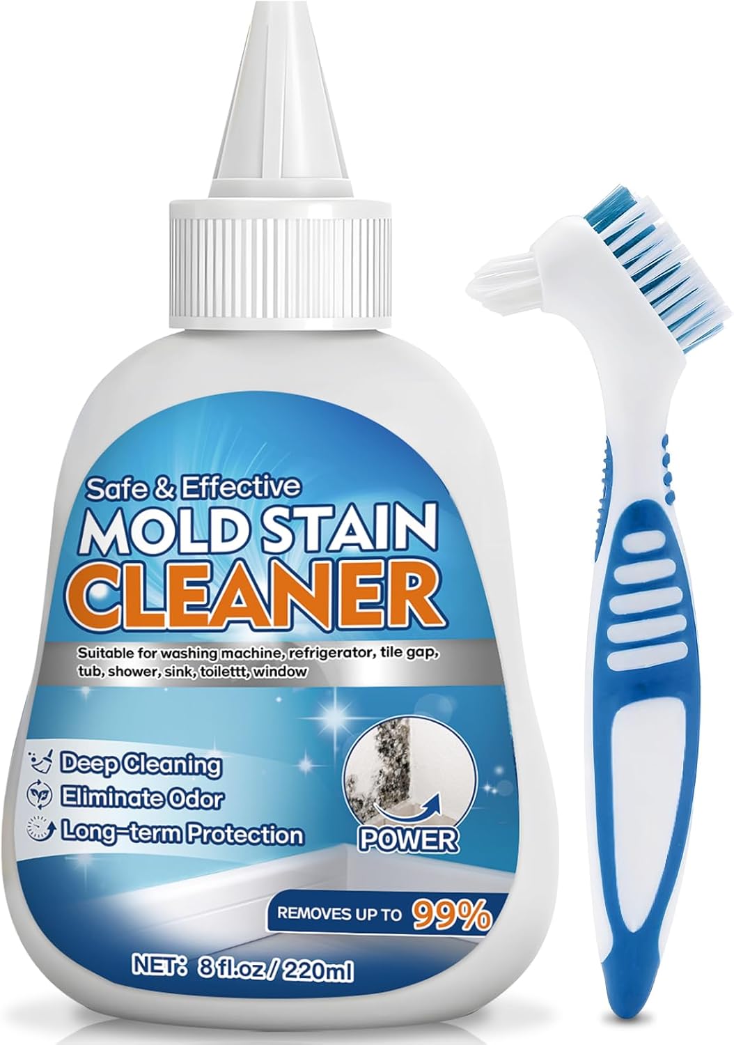 Detalle de Vigorder Mold Stain Cleaner Gel, 8 fl oz for Seals, Grout & Caulk