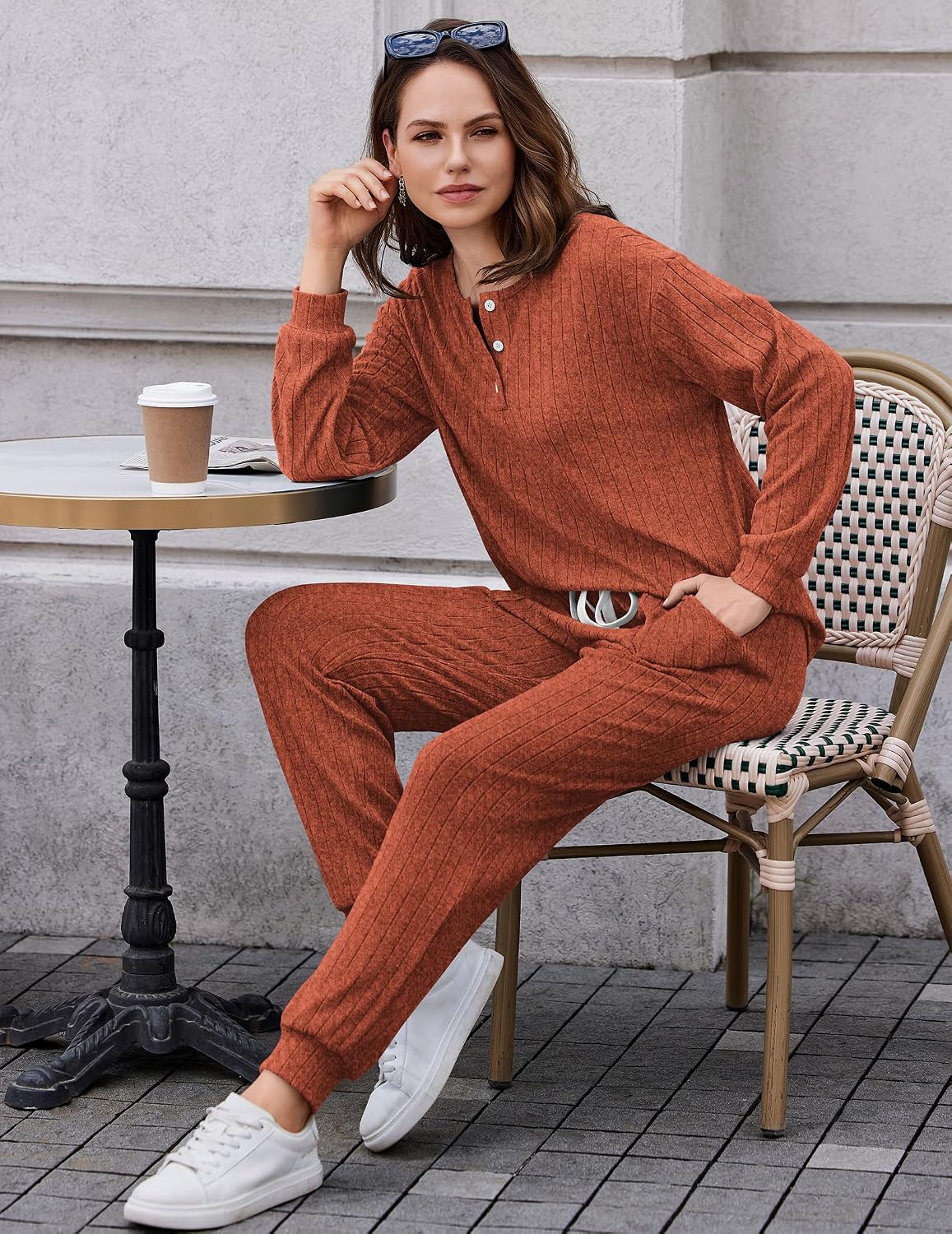 Detalle de Ekouaer Women's Knit Lounge Set