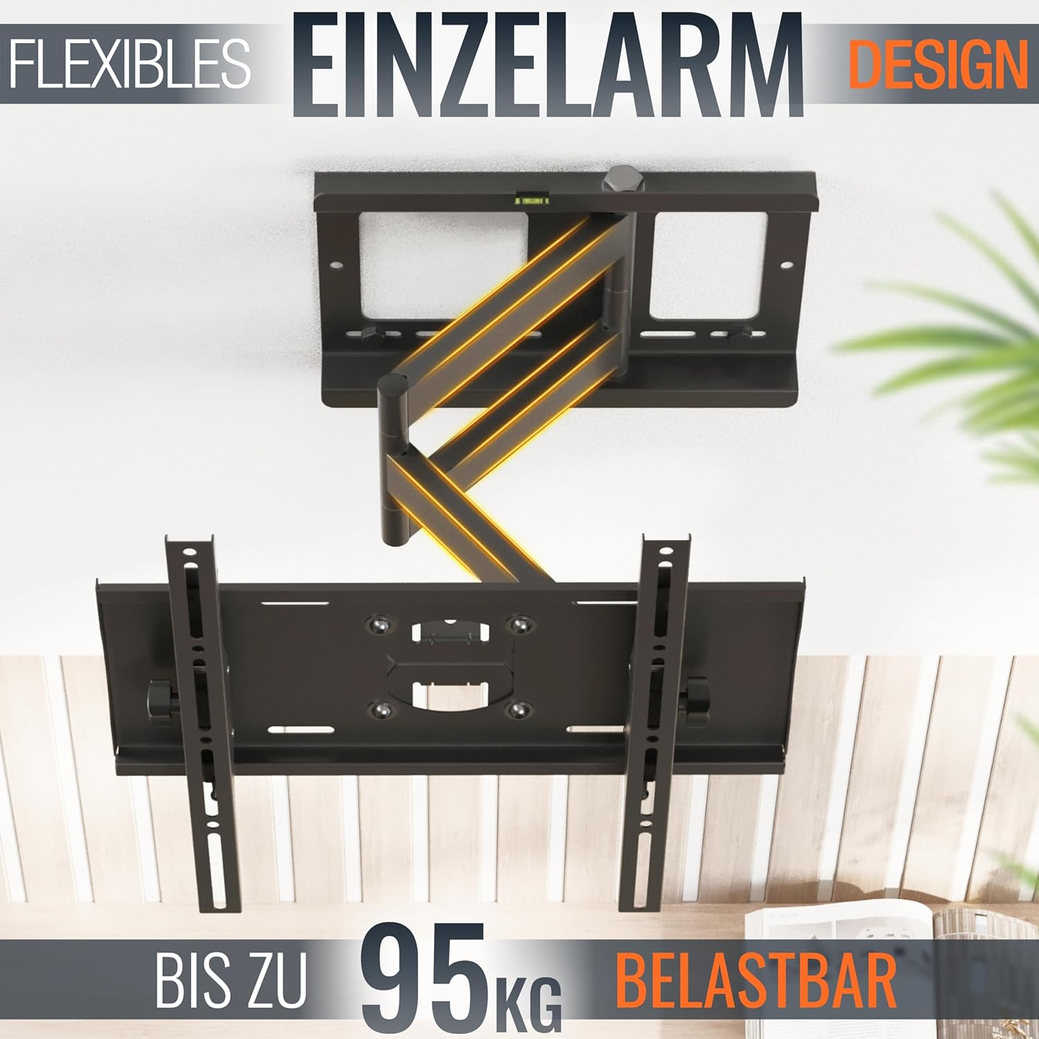Detalle de RICOO TV Wandhalterung R23-F Schwenkarm für 40–75 Zoll, VESA 400x400, Tragkraft 95 kg