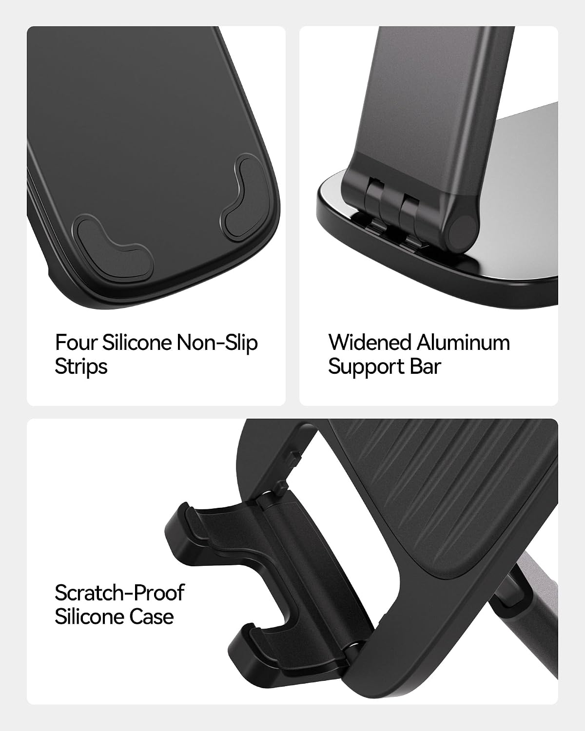 Detalle 1 de NKNZLY YYS333 2-Pack Foldable Adjustable Cell Phone Stand, Black