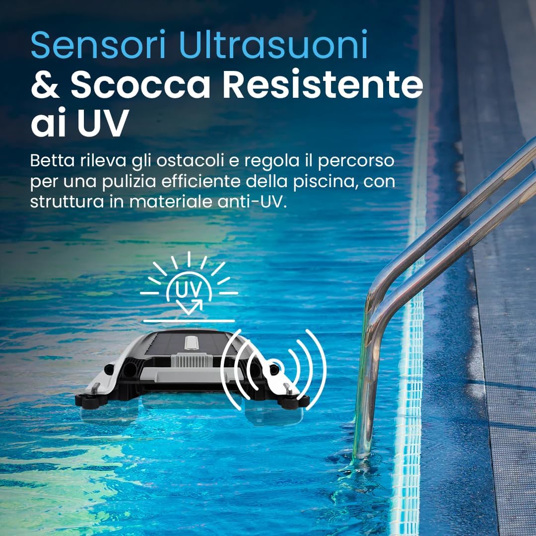 Thumbnail 5 de Betta SE Robot Skimmer Solare Senza Fili per Piscina – pulitore automatico di superficie con batteria fino a 30h, per ambienti salini e clorati (bianco)