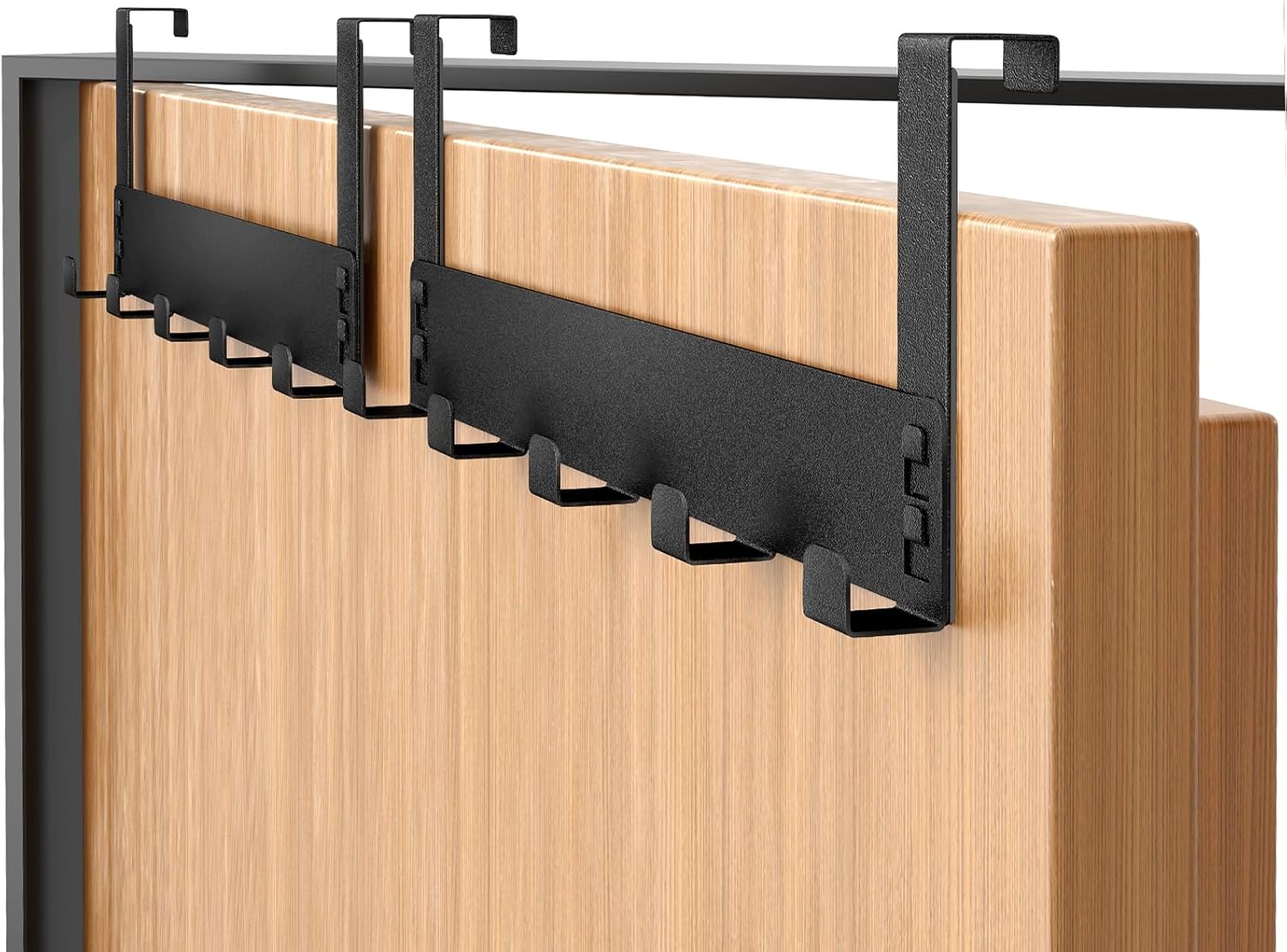 Gypie Türhaken zum Einhängen (2 Stück) aus mattem Schwarz, mit 6 Haken pro Set