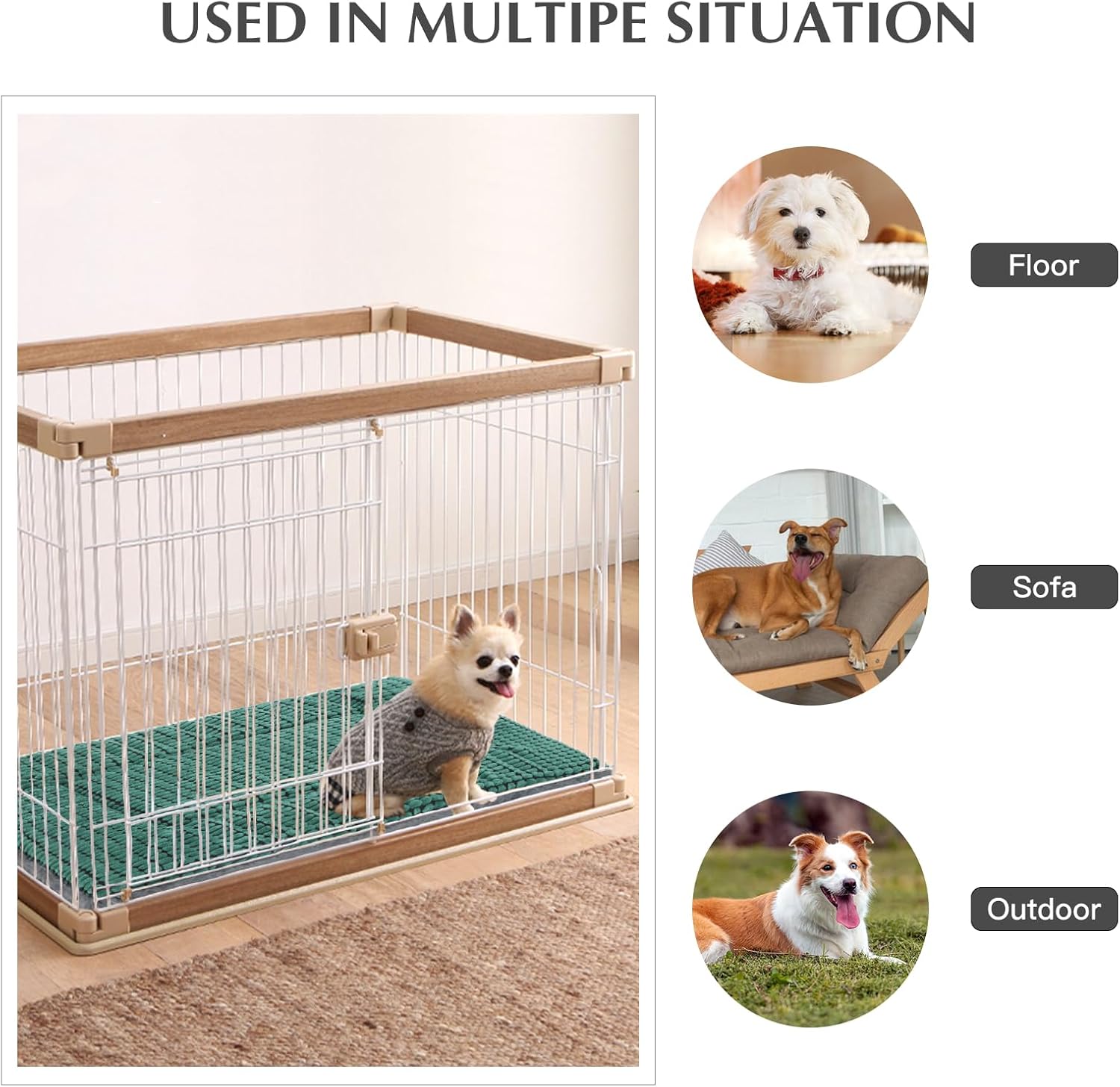 Thumbnail 5 de BVAGSS Orthopädisches Hundebett aus eierförmigem Schaumstoff, waschbar, umkehrbar – 106×71×4 cm (Green)