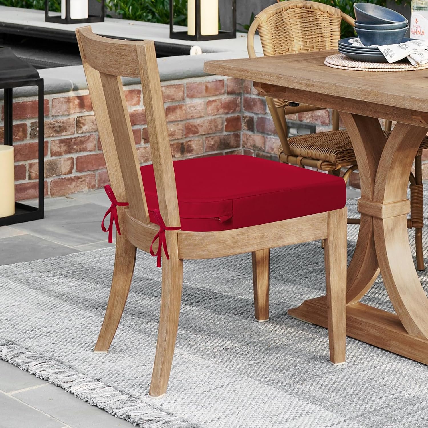Thumbnail 1 de PRIMEPATIO Outdoor Garden Chair Cushions Set of 2 (50 x 50cm, 7cm Thick, Red) for Outdoor Furniture