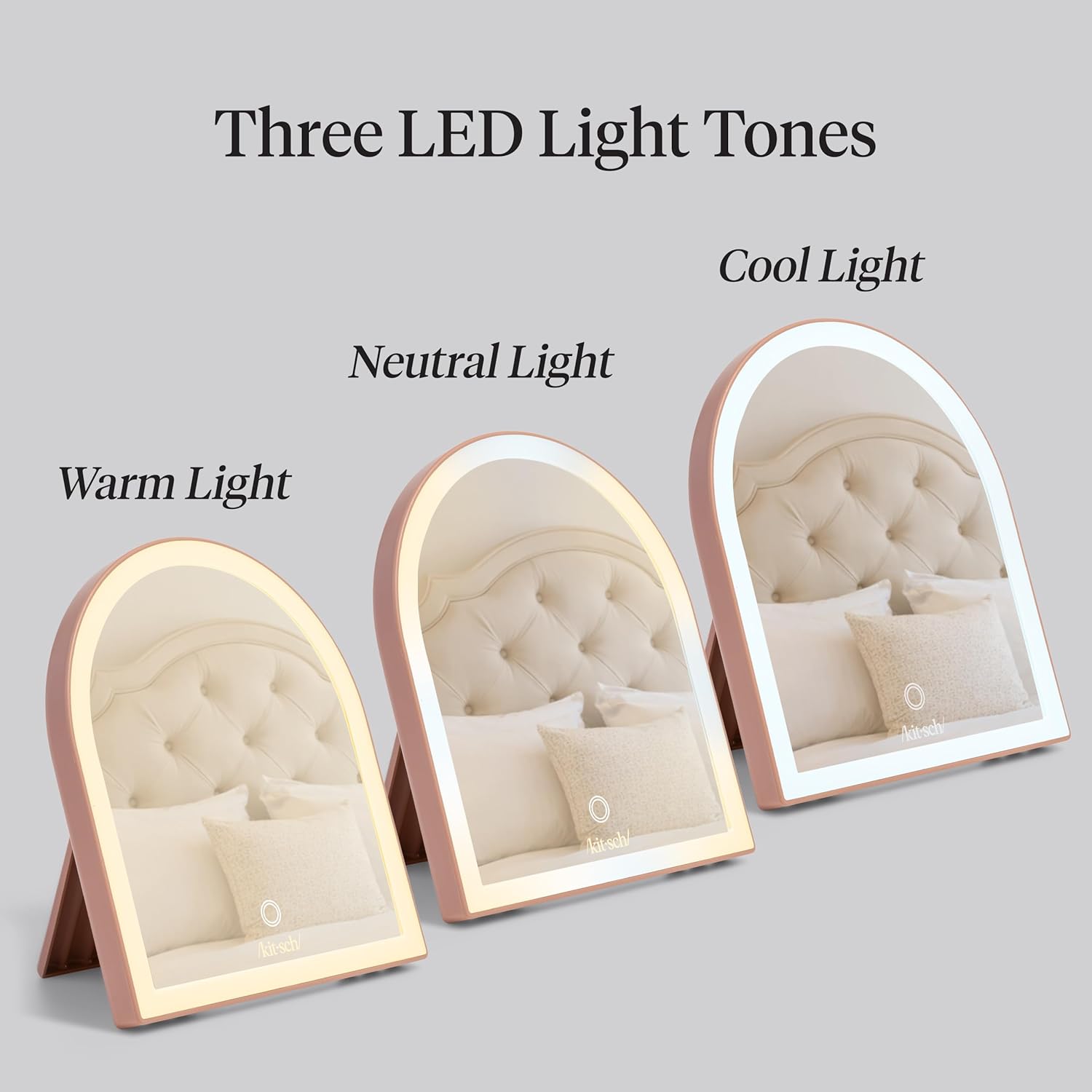 Detalle de Kitsch Arch Desk Vanity Mirror with Lights, Terracotta