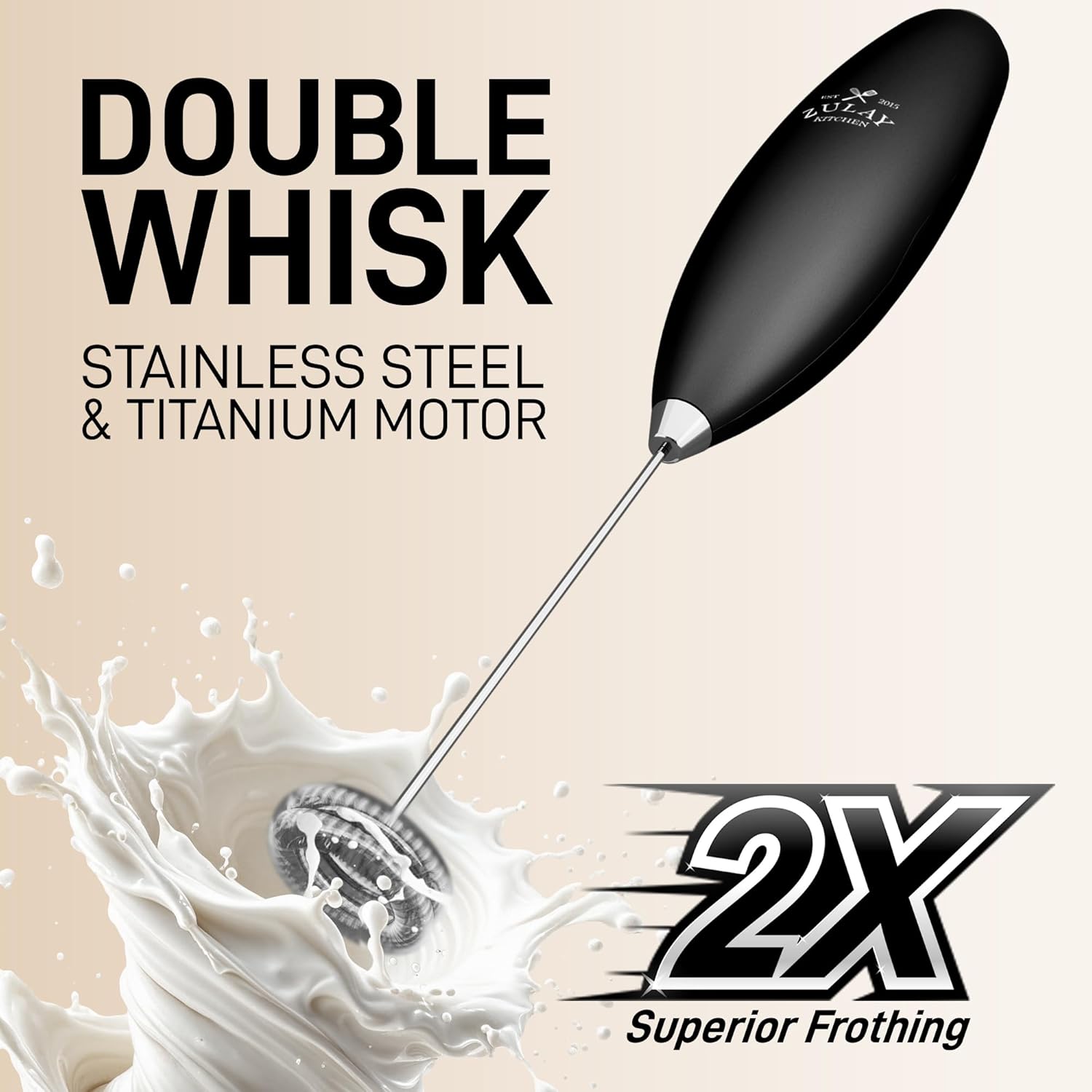 Thumbnail 3 de Zulay Kitchen Double Milk Frother (Handheld) with 2 AA Duracell Batteries