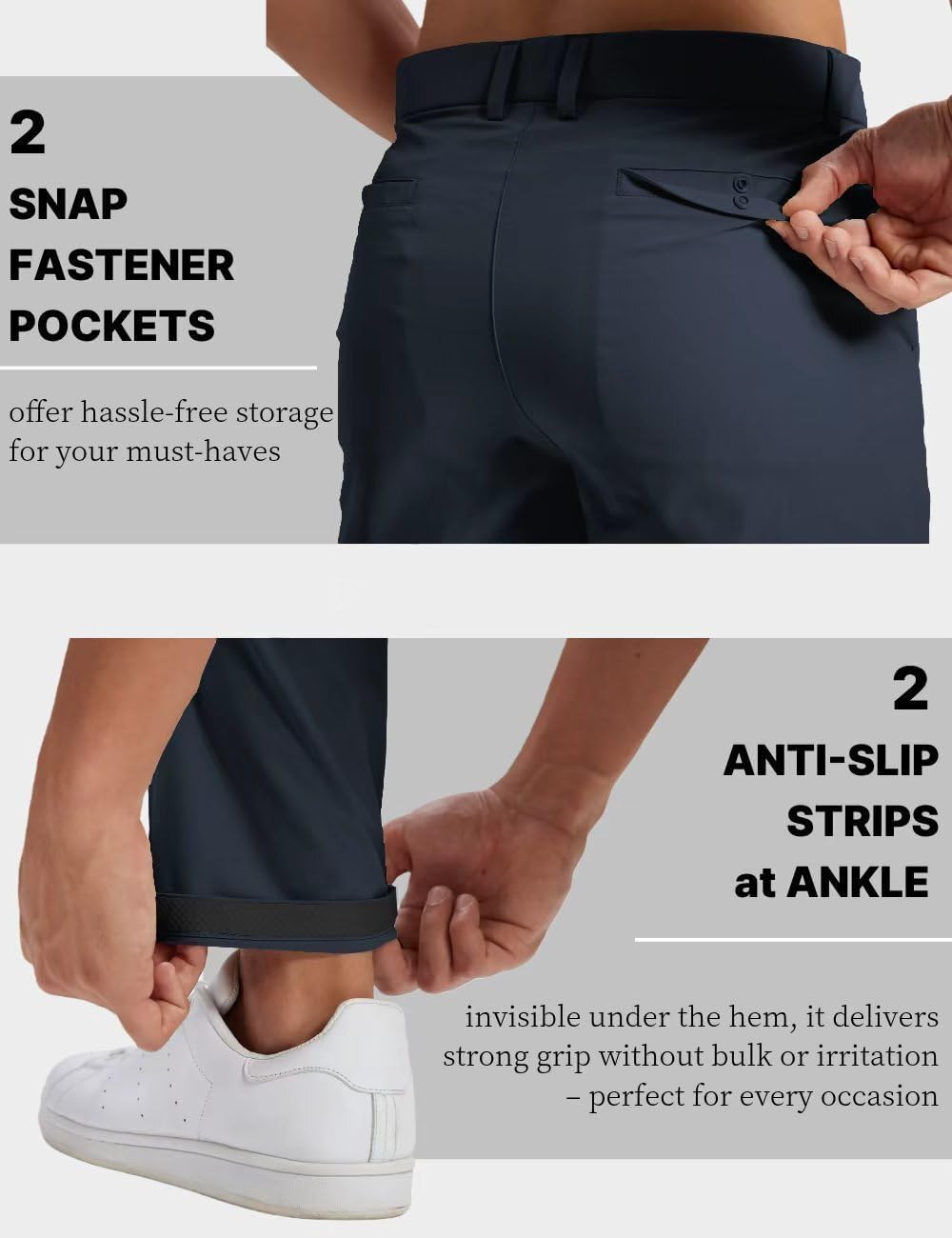 Detalle de Mens Golf Pants Lightweight Quick Dry Anti-Slip Work Dress Pants with 4 Pockets (Stretch Casual Slacks)