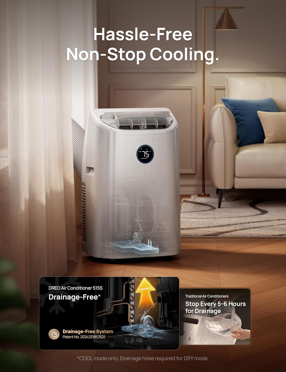 Detalle 1 de DREO 515S Portable Air Conditioner, 12,000 BTU, 3-in-1 Smart Cooling