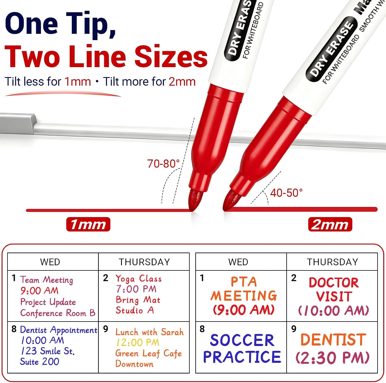 Detalle 1 de SFAIH MA0007 Fine Tip Dry Erase Markers, 24-Pack, 12 Colors, Low Odor