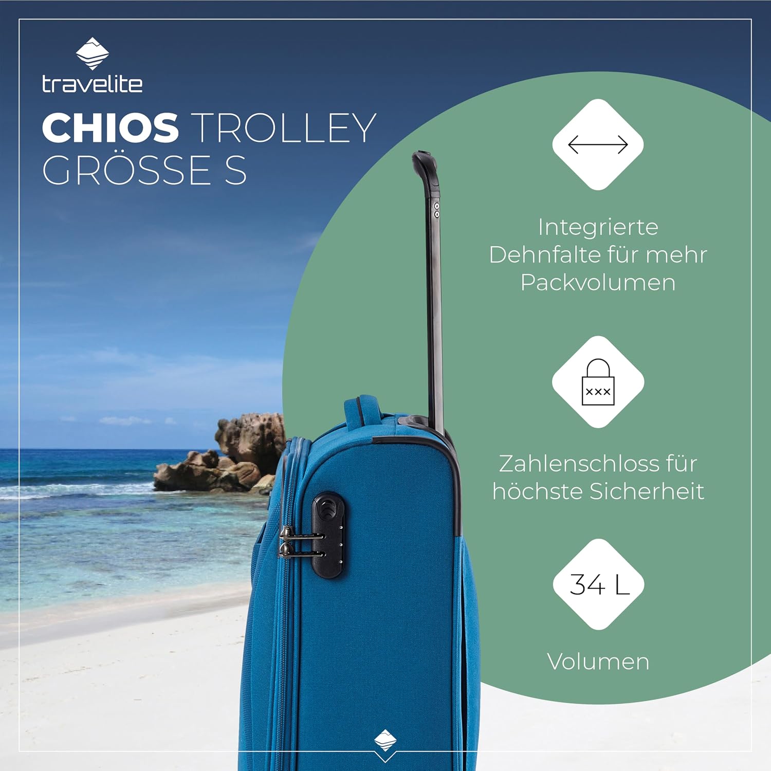 Thumbnail 1 de Travelite CHIOS Handgepäck Trolley klein – kompaktes Weichgepäck mit 34 Liter Volumen