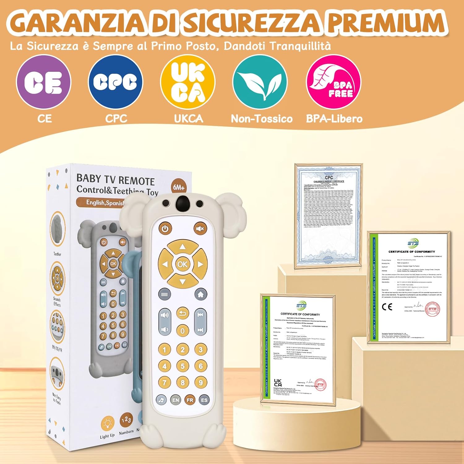 Thumbnail 4 de Orzbow Telecomando Bambini: gioco sensoriale musicale per l’apprendimento dei numeri (6–18 mesi)