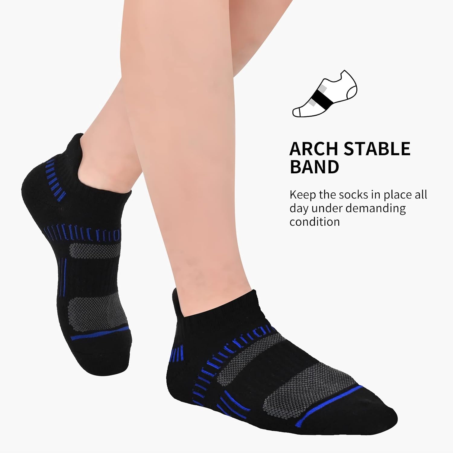 Detalle de COOPLUS Men's Ankle Socks: Cushioned, Breathable, Arch-Support Low Cut (6 Pairs)